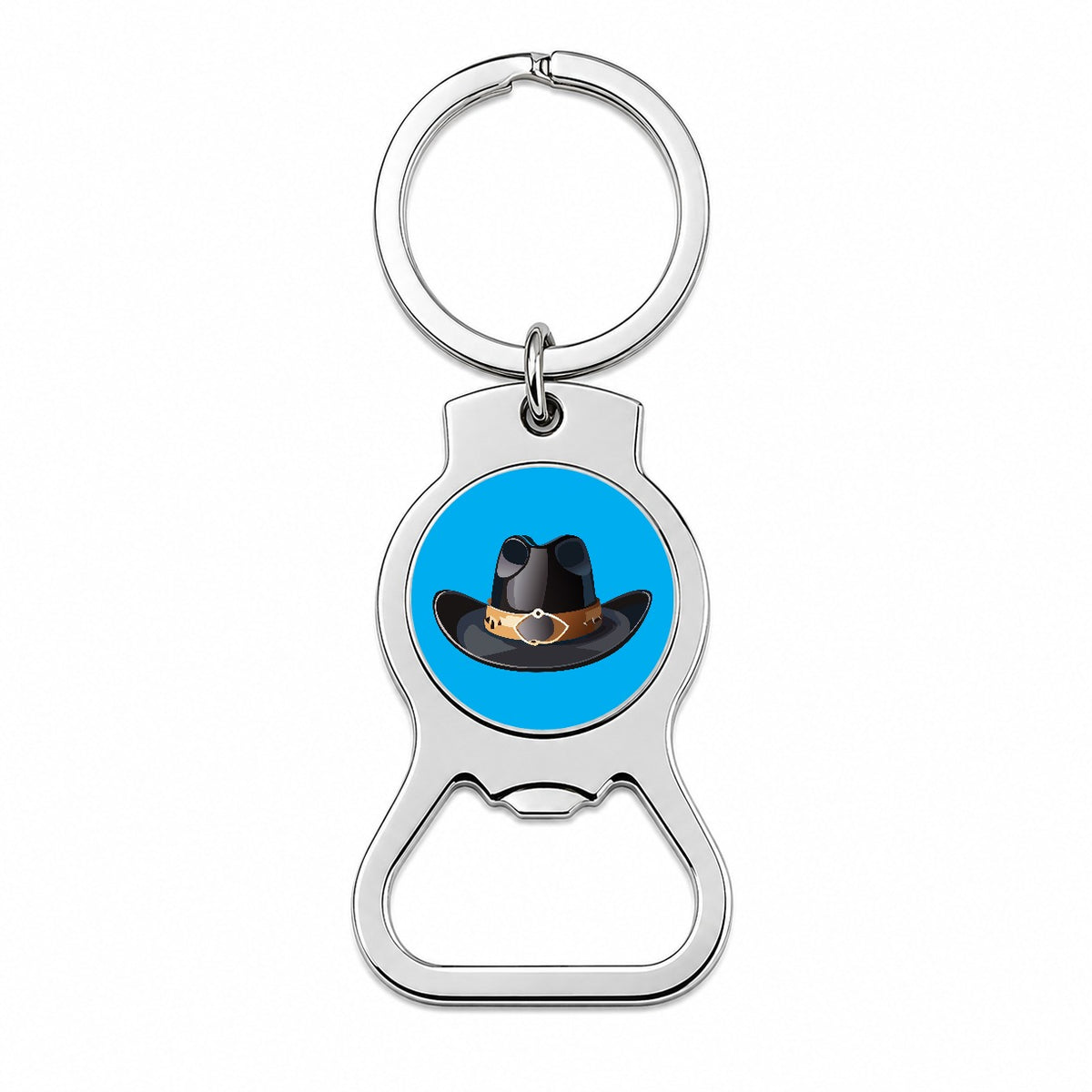 Cowboy Hat Black Western Country Bottle Opener Keychain