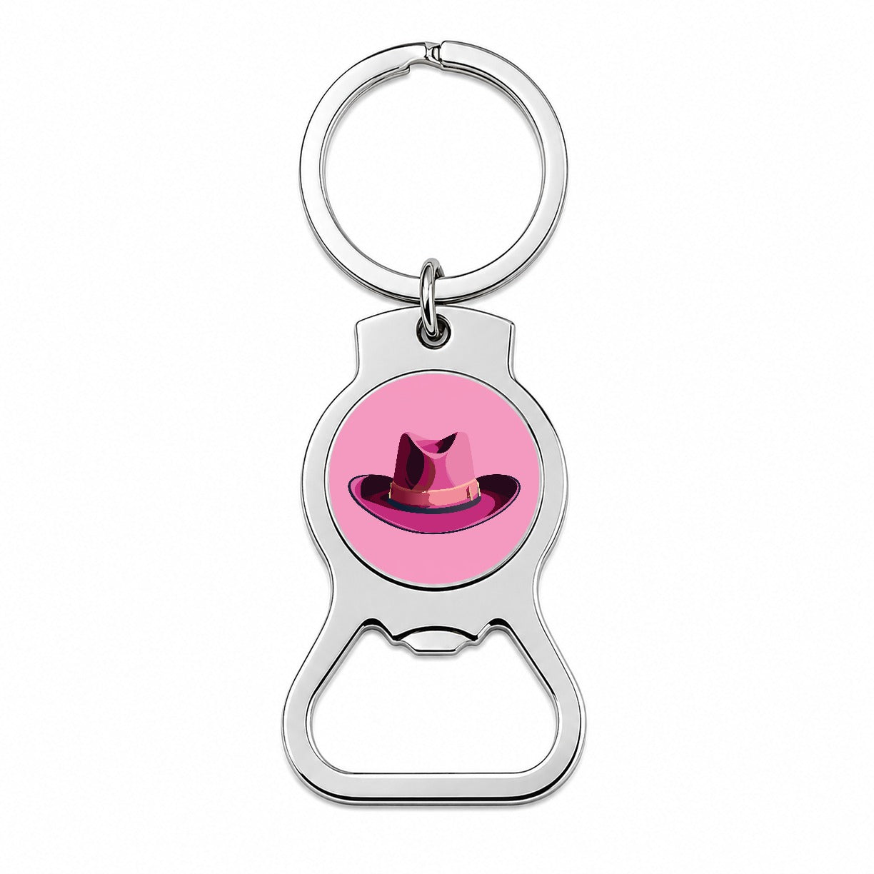 Cowgirl Hat Pink Western Country Bottle Opener Keychain