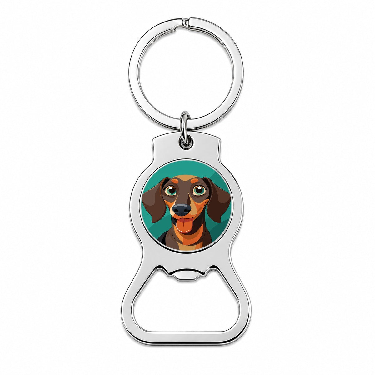 Dachshund Dog Sticking Out Tongue Funny Bottle Opener Keychain