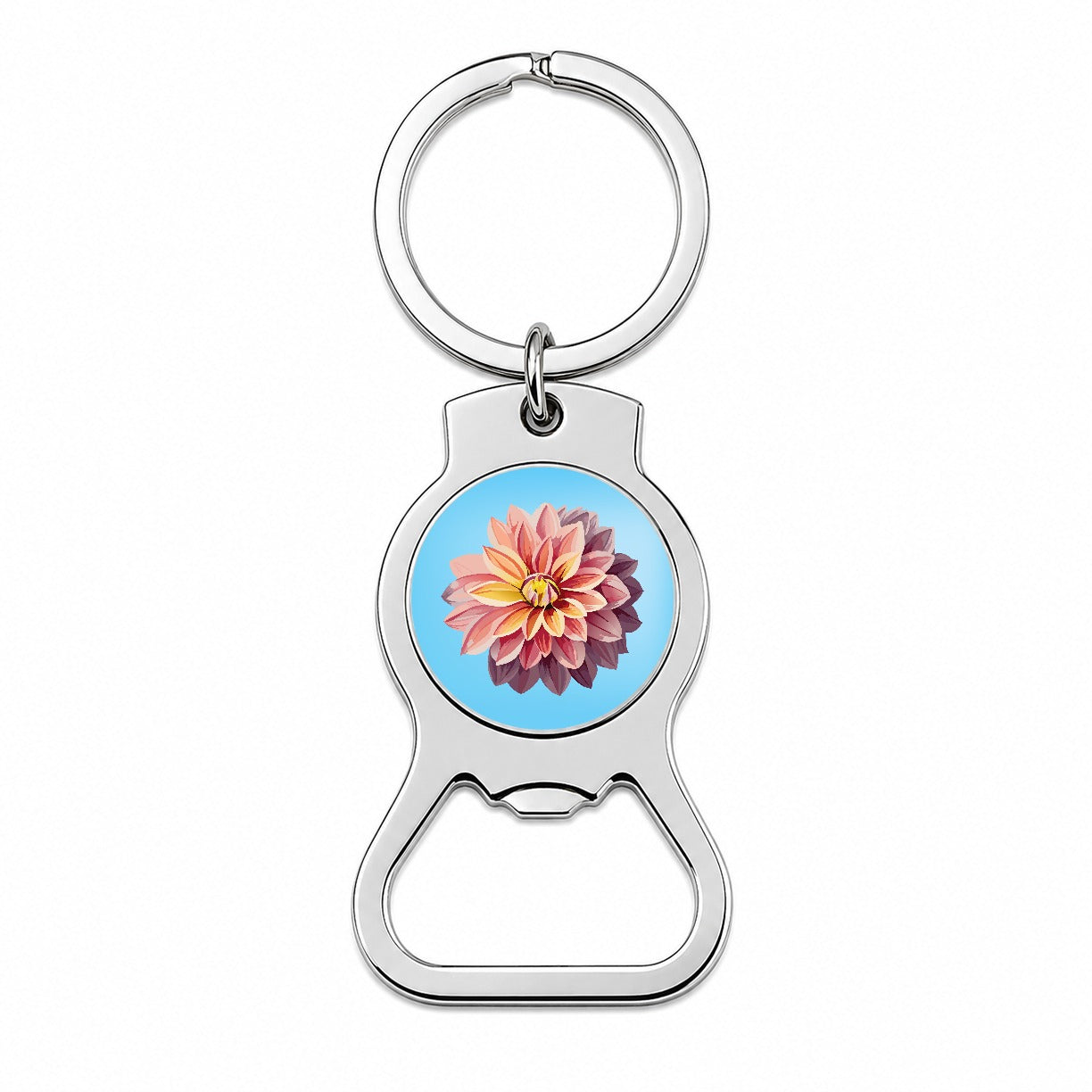 Dahlia Flower Watercolor Bottle Opener Keychain