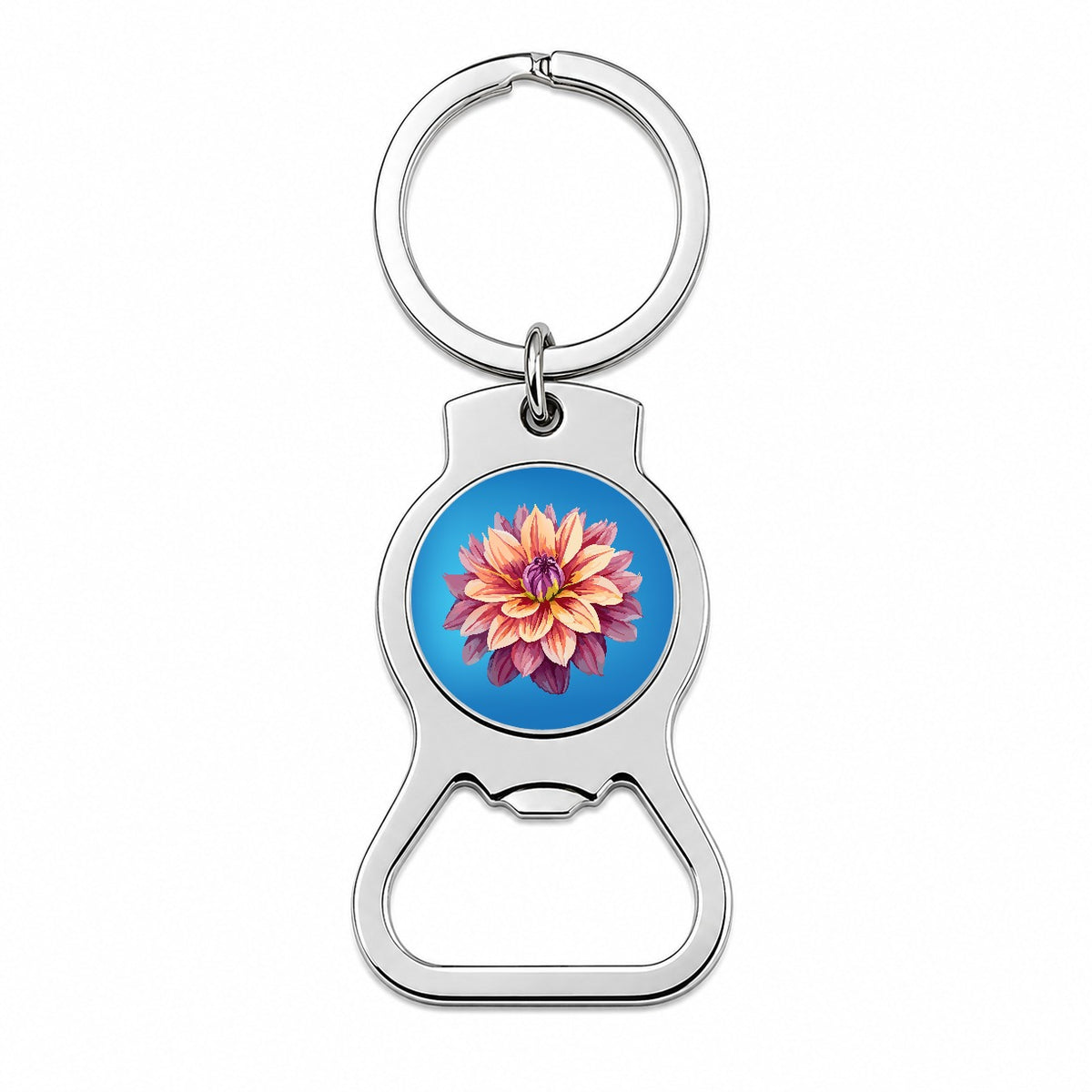 Dahlia Flower Bottle Opener Keychain