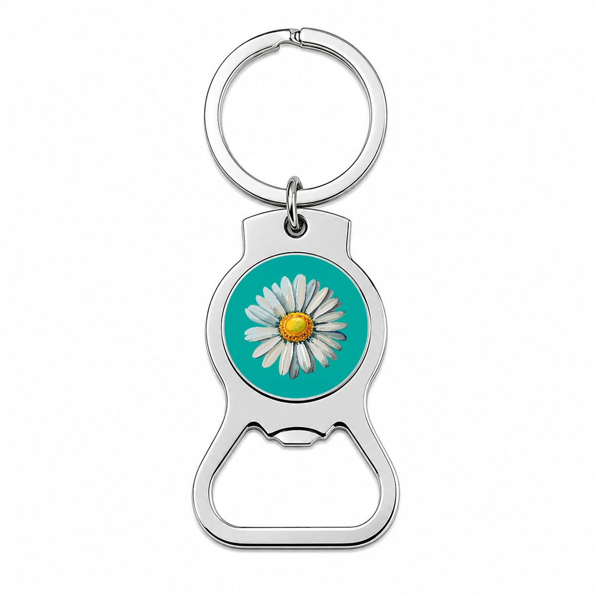 Daisy Daisies Flower White Bottle Opener Keychain