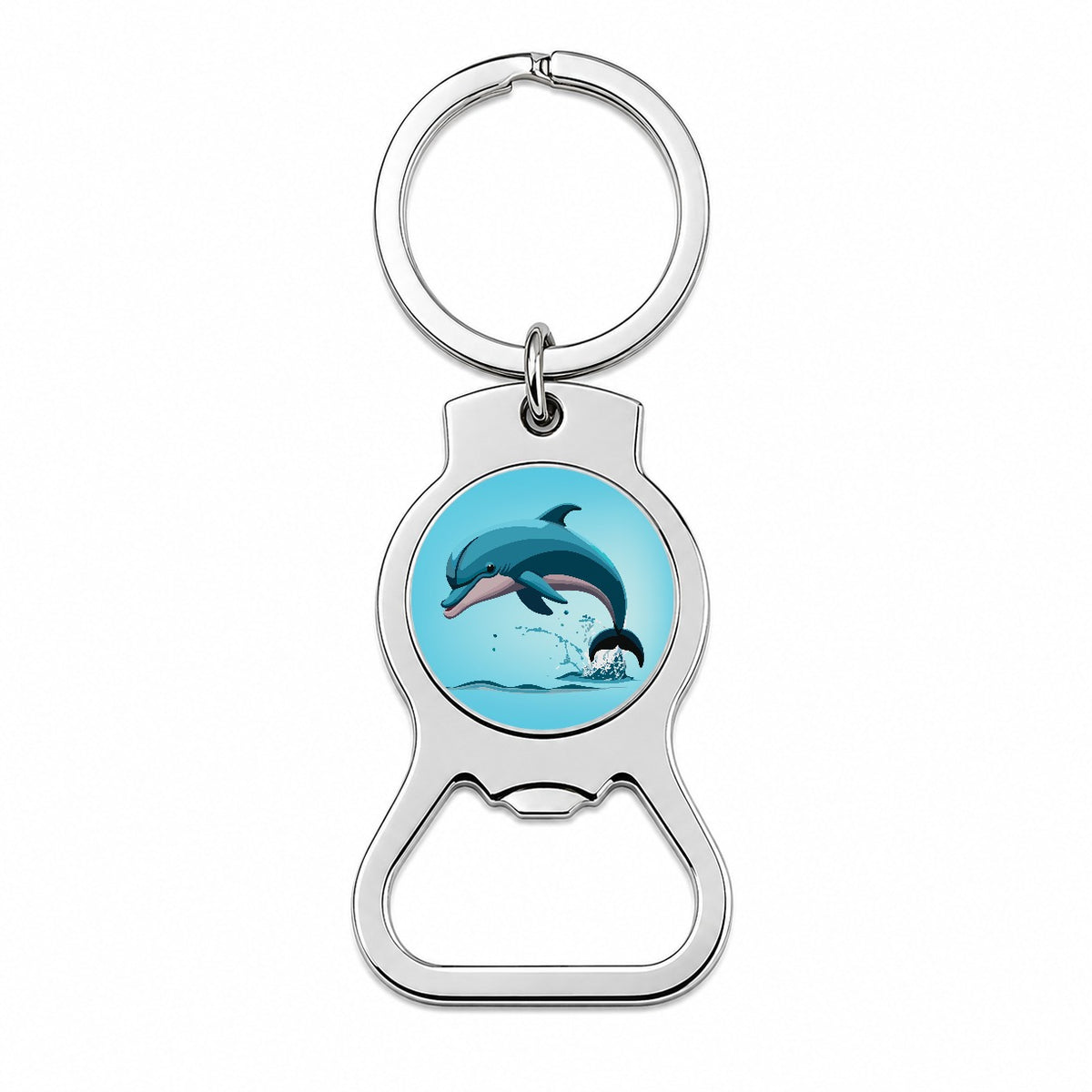 Dolphin Jumping Out of Water Bottle Opener Keychain