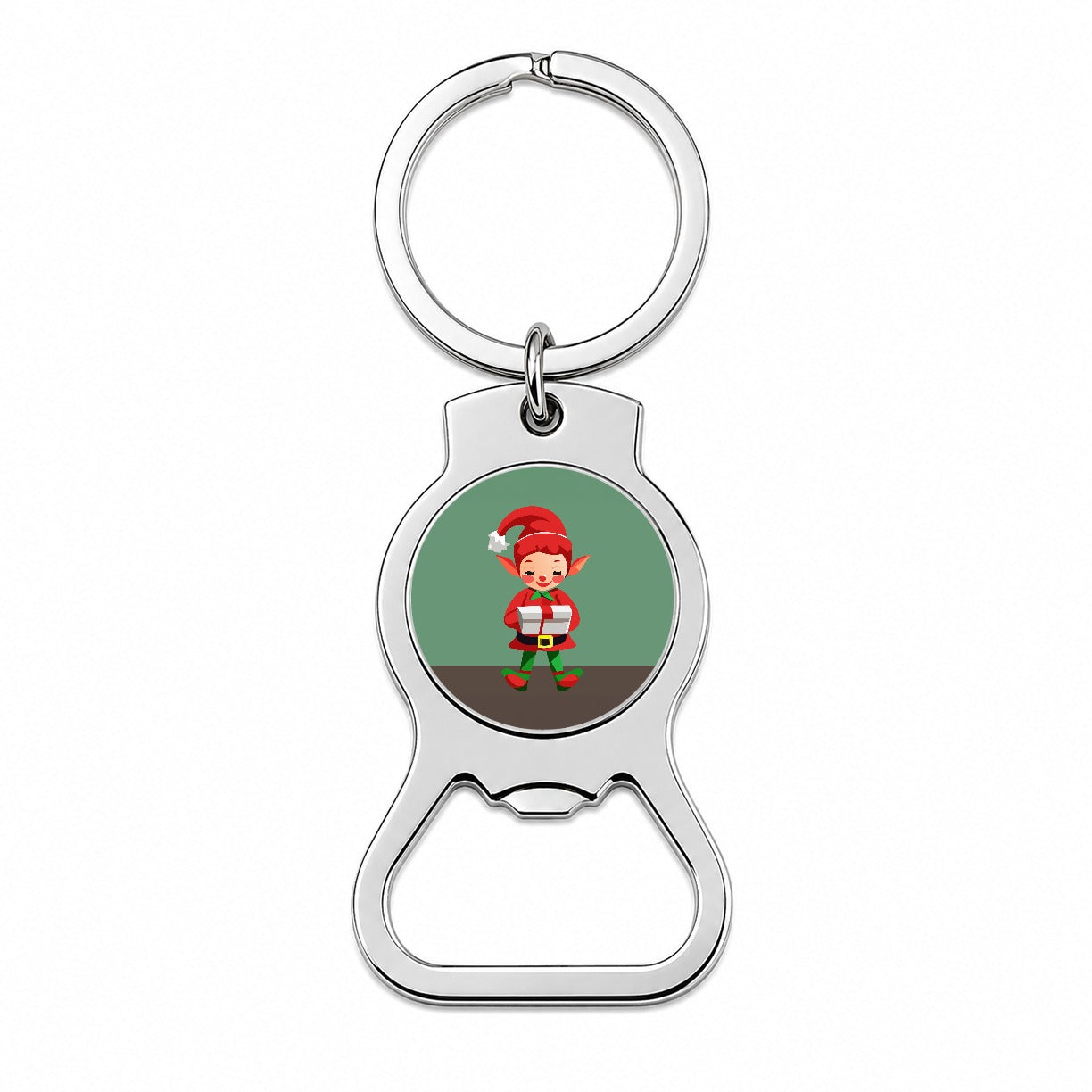 Elf Christmas Opening Present Bottle Opener Keychain