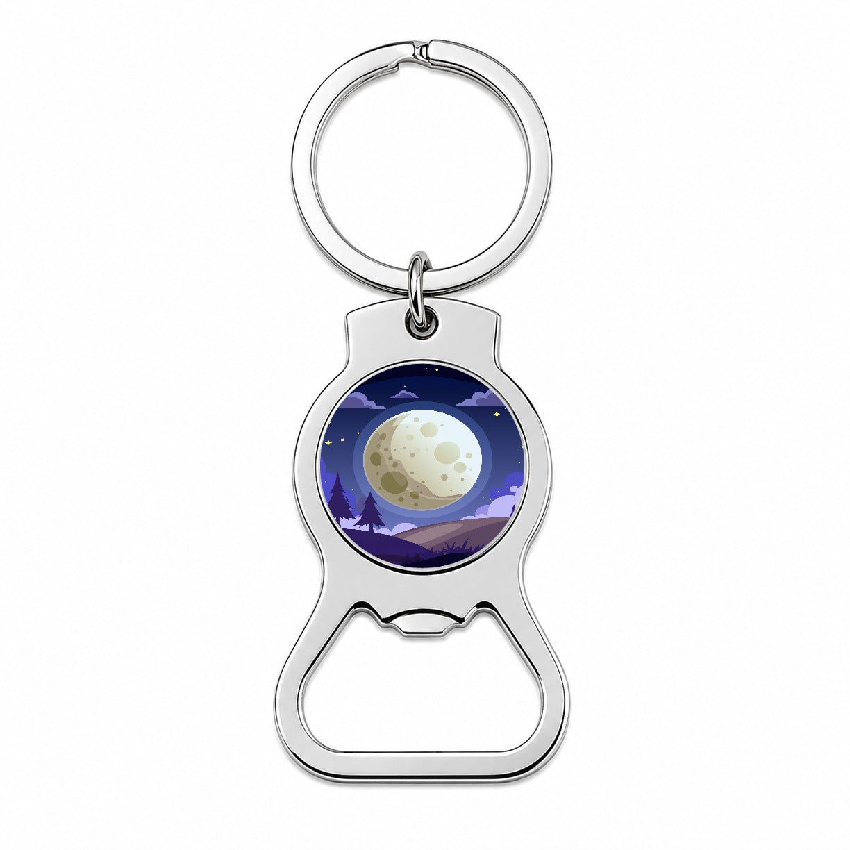 Full Moon at Night Bottle Opener Keychain