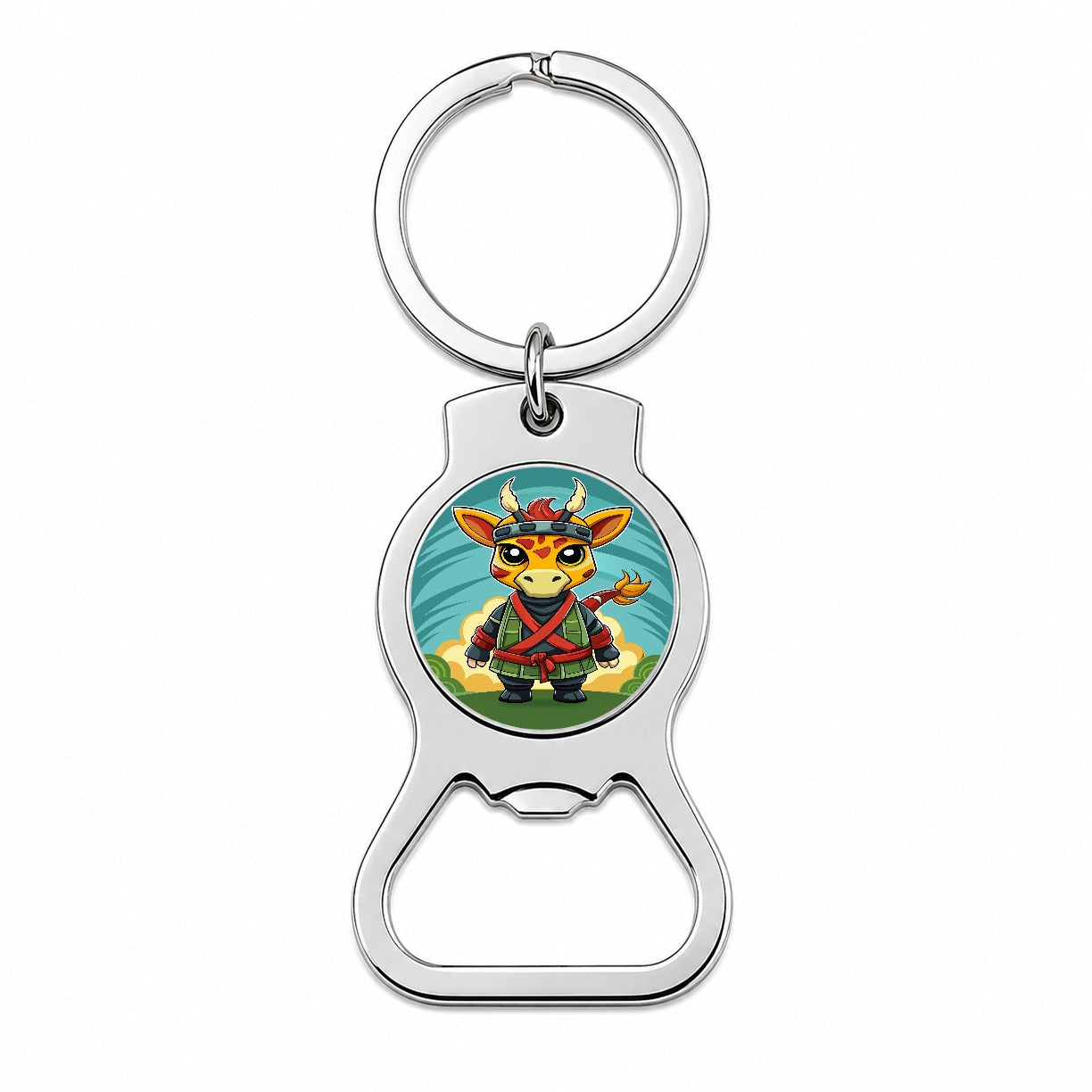 Giraffe Ninja Fighter Funny Bottle Opener Keychain