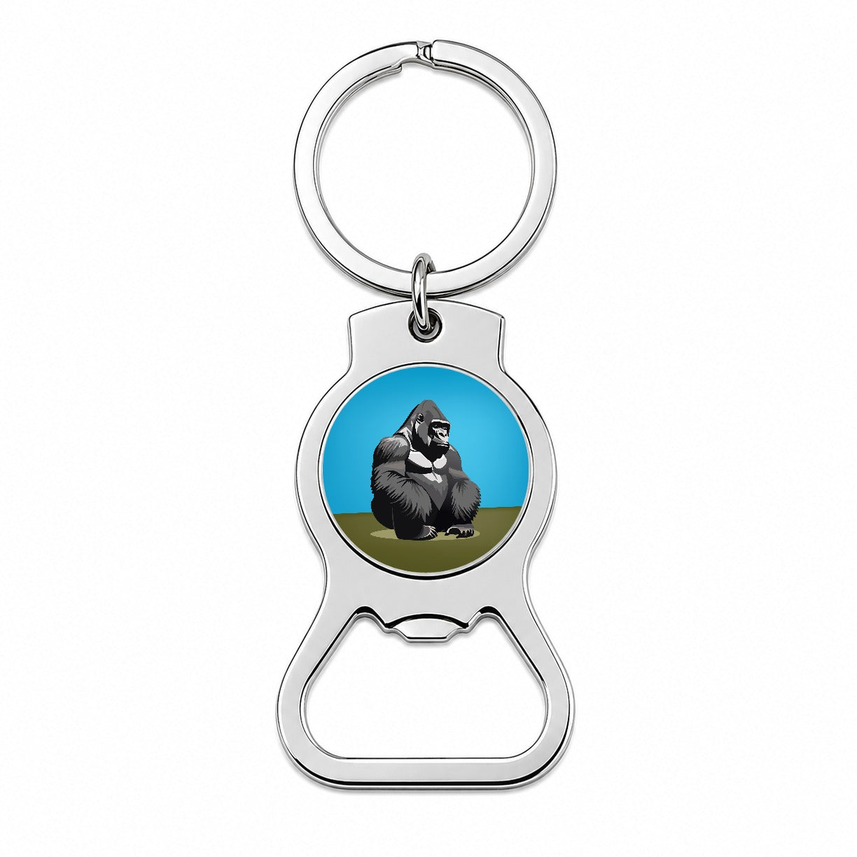Gorilla Sitting Bottle Opener Keychain