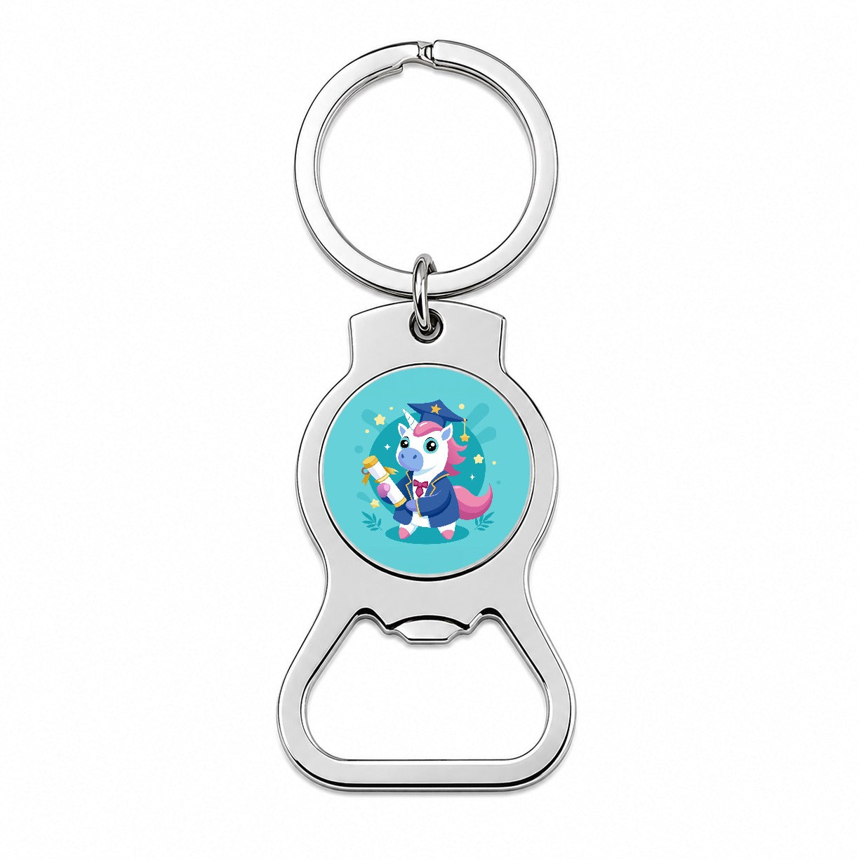 Graduate Unicorn Graduation Bottle Opener Keychain