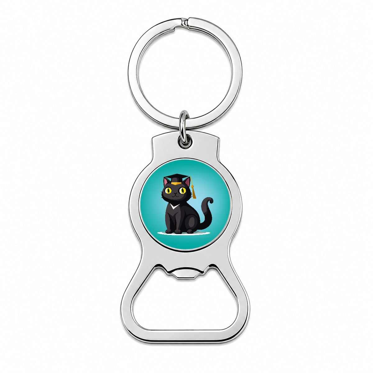 Graduation Cat Cute Graduate Bottle Opener Keychain