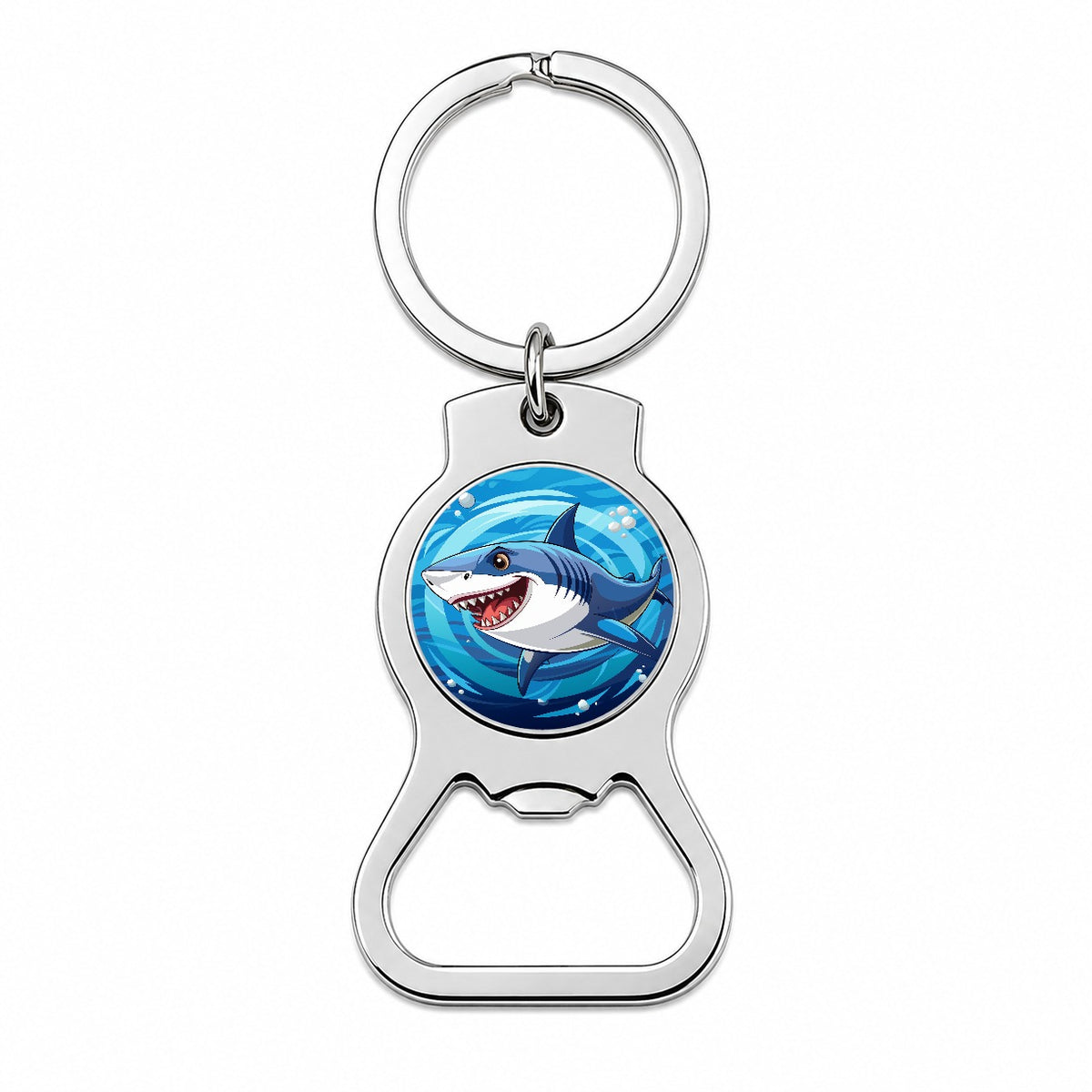 Great White Shark in Ocean Bottle Opener Keychain