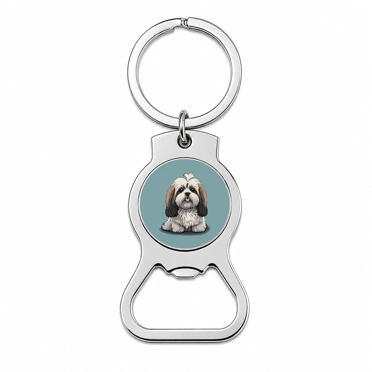 Havanese Dog Sitting Bottle Opener Keychain