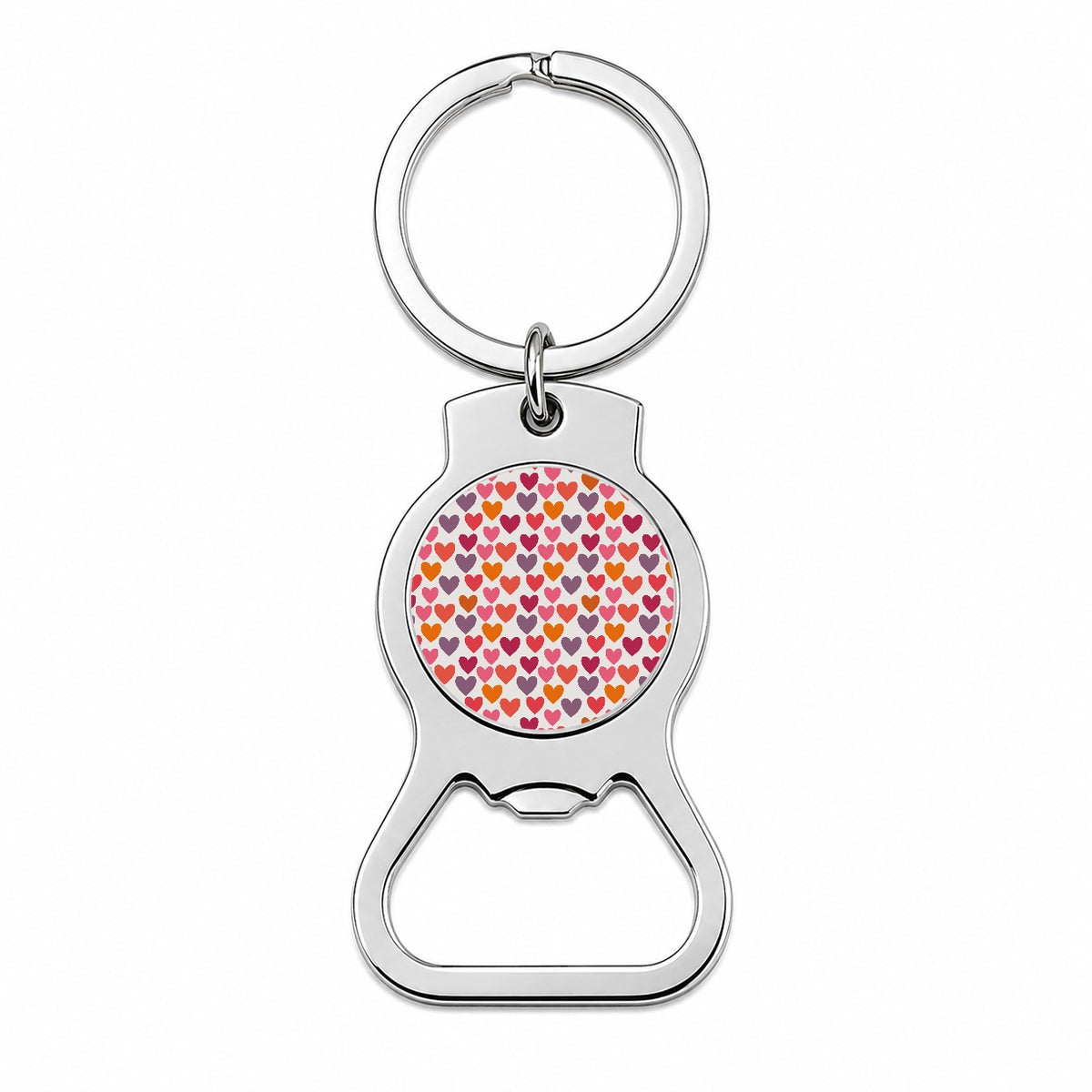 Hearts Purple Pink Orange Valentines Day Anniversary Love Bottle Opener Keychain