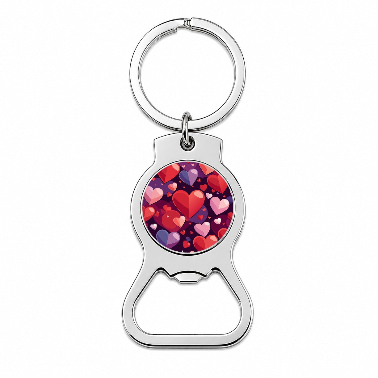 Hearts Scattered Love Valentines Anniversary Wedding Bottle Opener Keychain