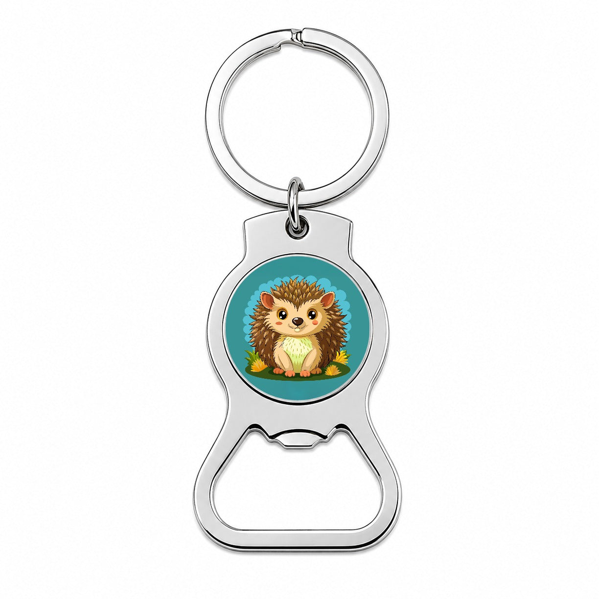 Hedgehog Smiling Cute Bottle Opener Keychain