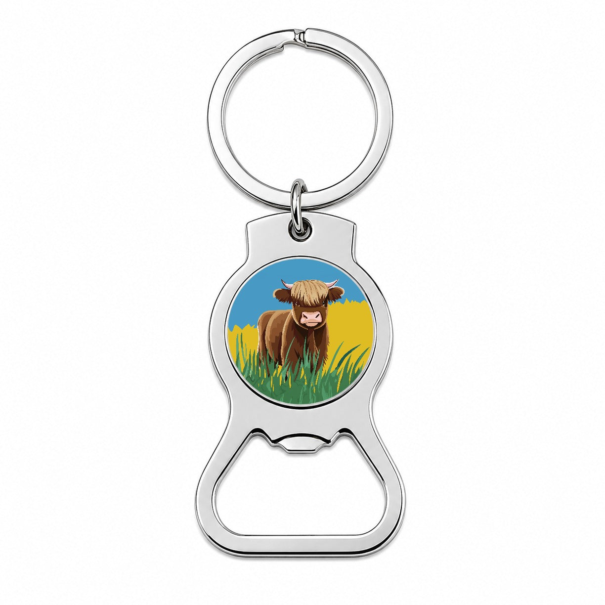 Highland Cow Scruffy Bottle Opener Keychain