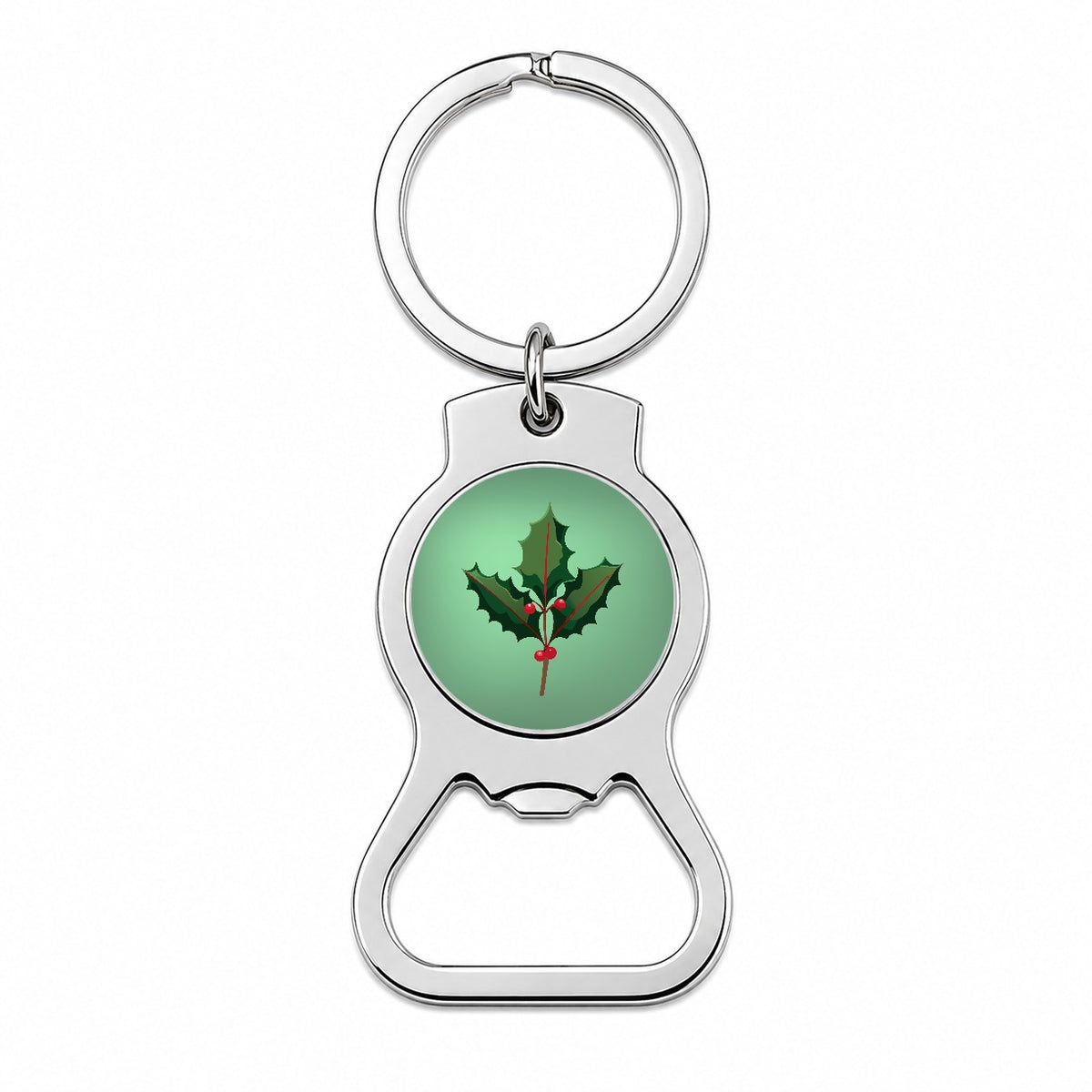 Holly Christmas Greenery Bottle Opener Keychain