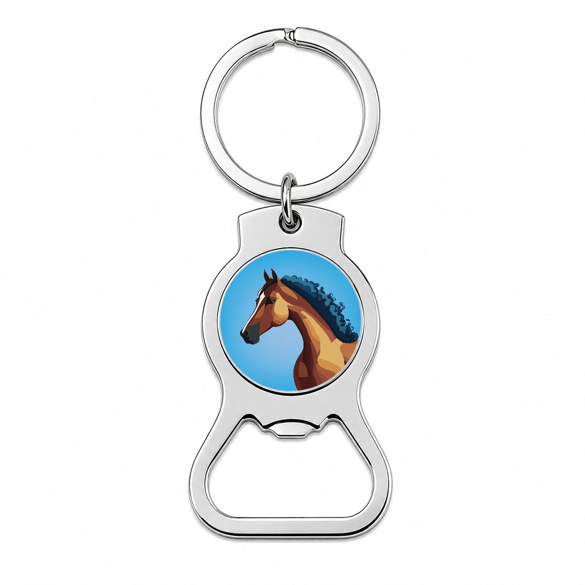 Horse Head Portrait Bottle Opener Keychain