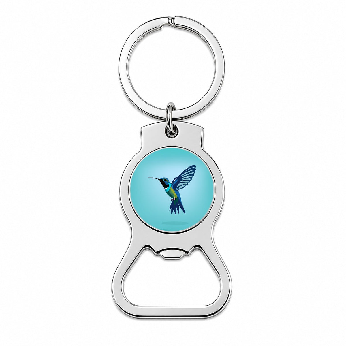 Hummingbird Blue Bottle Opener Keychain