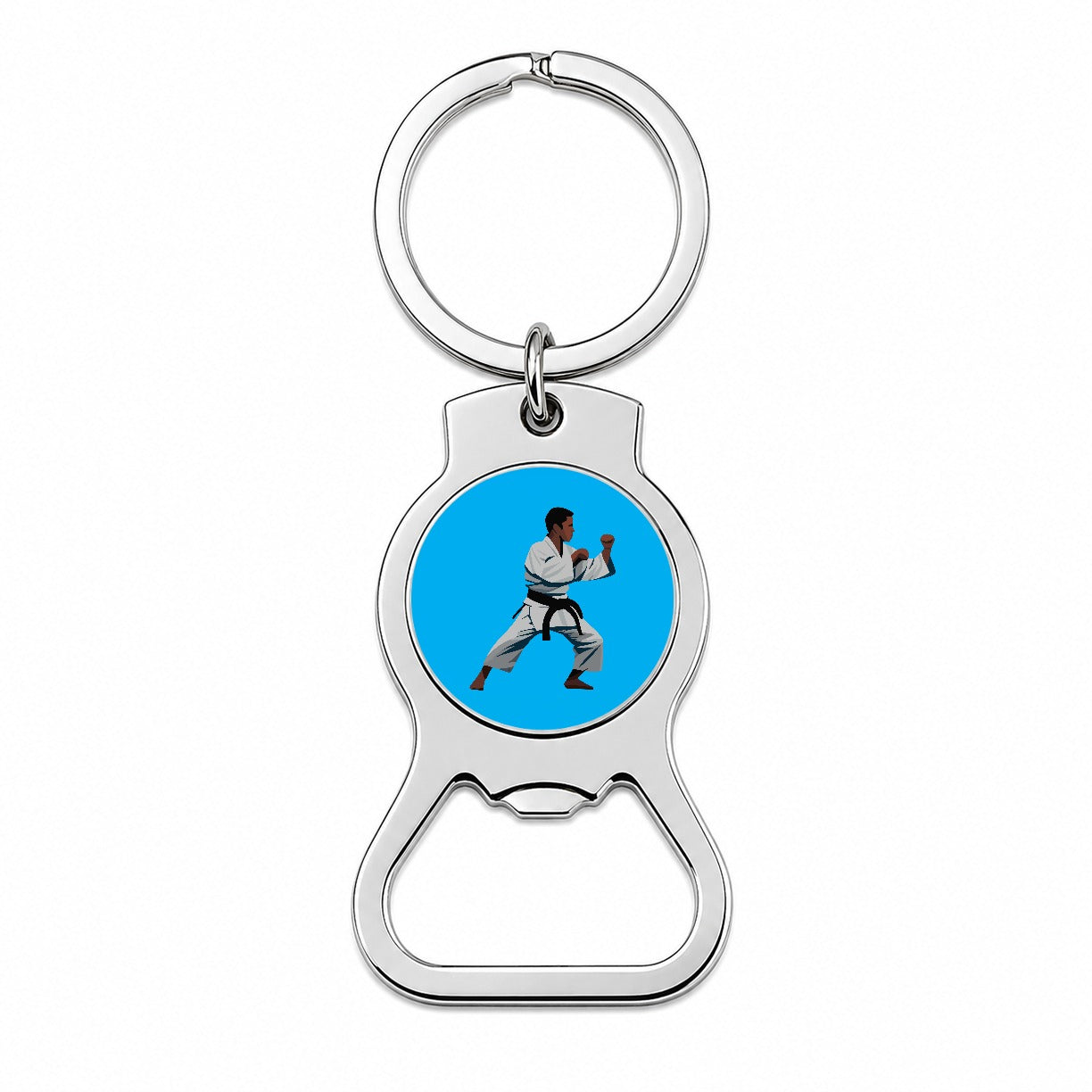 Karate Man Bottle Opener Keychain