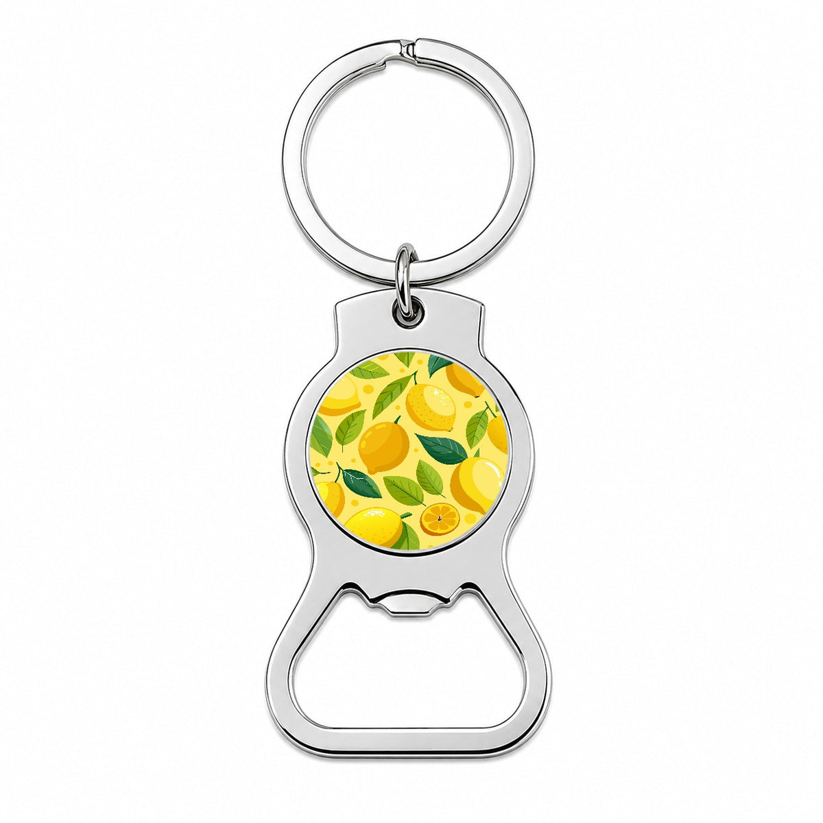 Lemons Fruit Scattered Pattern Bottle Opener Keychain