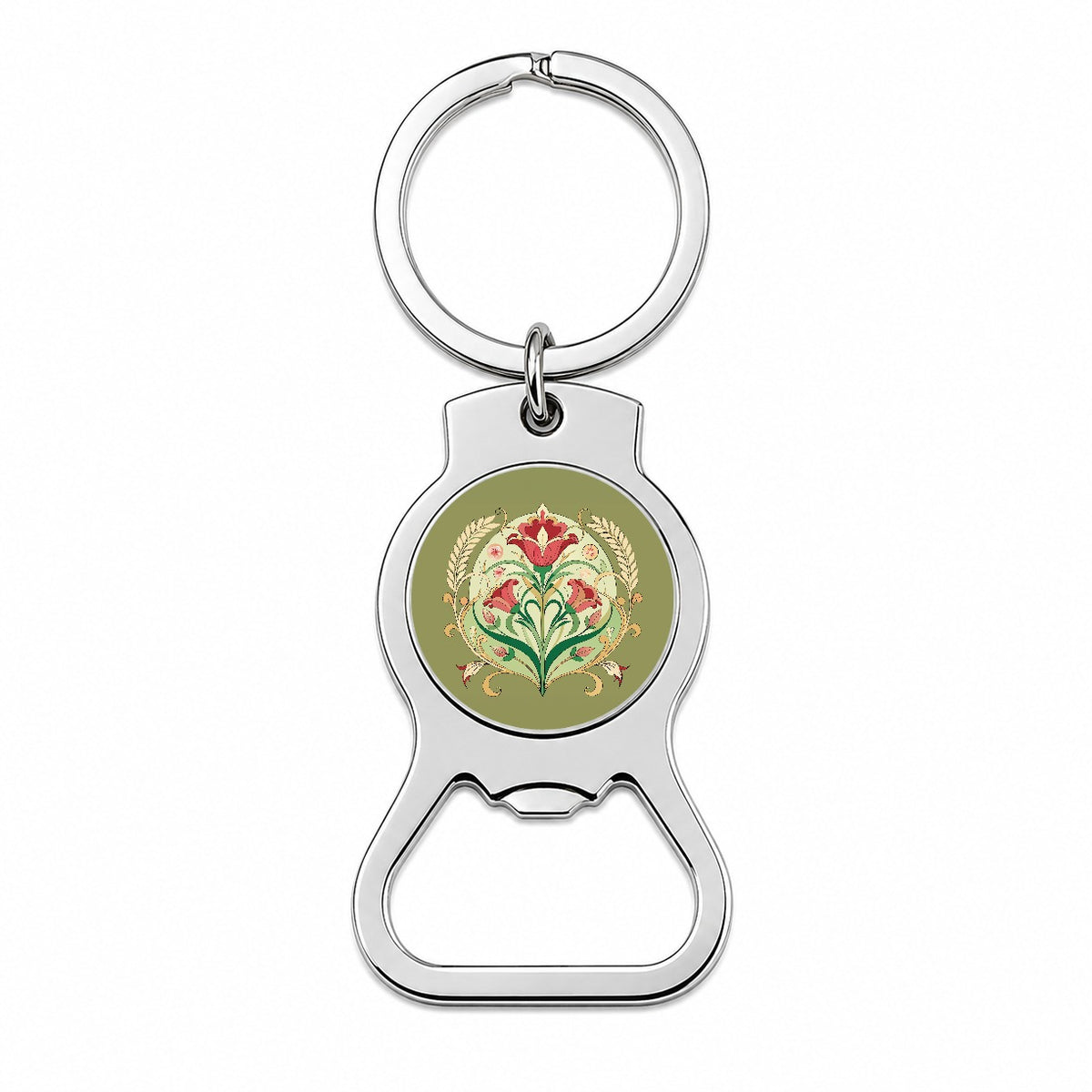 Light Floral Art Nouveau Flowers Elegant Bottle Opener Keychain