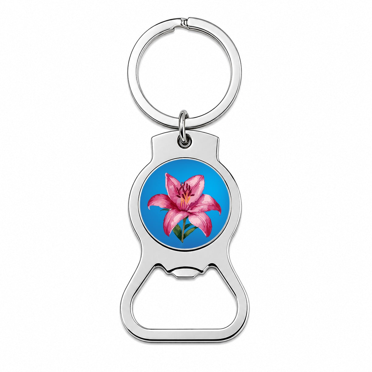 Lily Pink Flower Bottle Opener Keychain