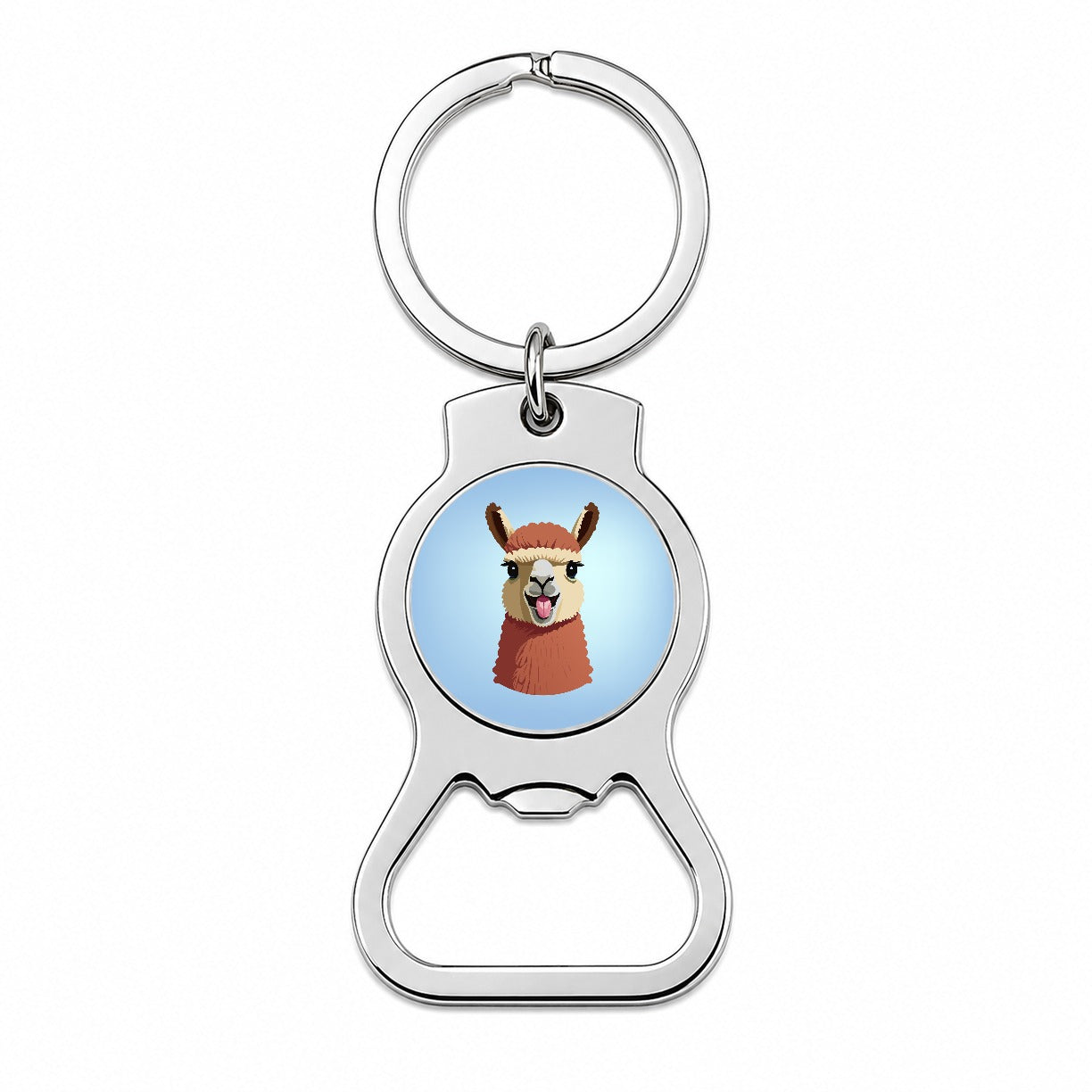 Llama Tongue Sticking Out Bottle Opener Keychain