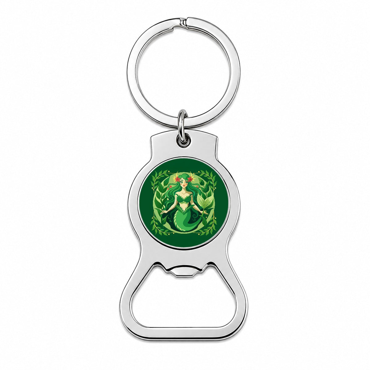 Mermaid Botanical Art Nouveau Bottle Opener Keychain