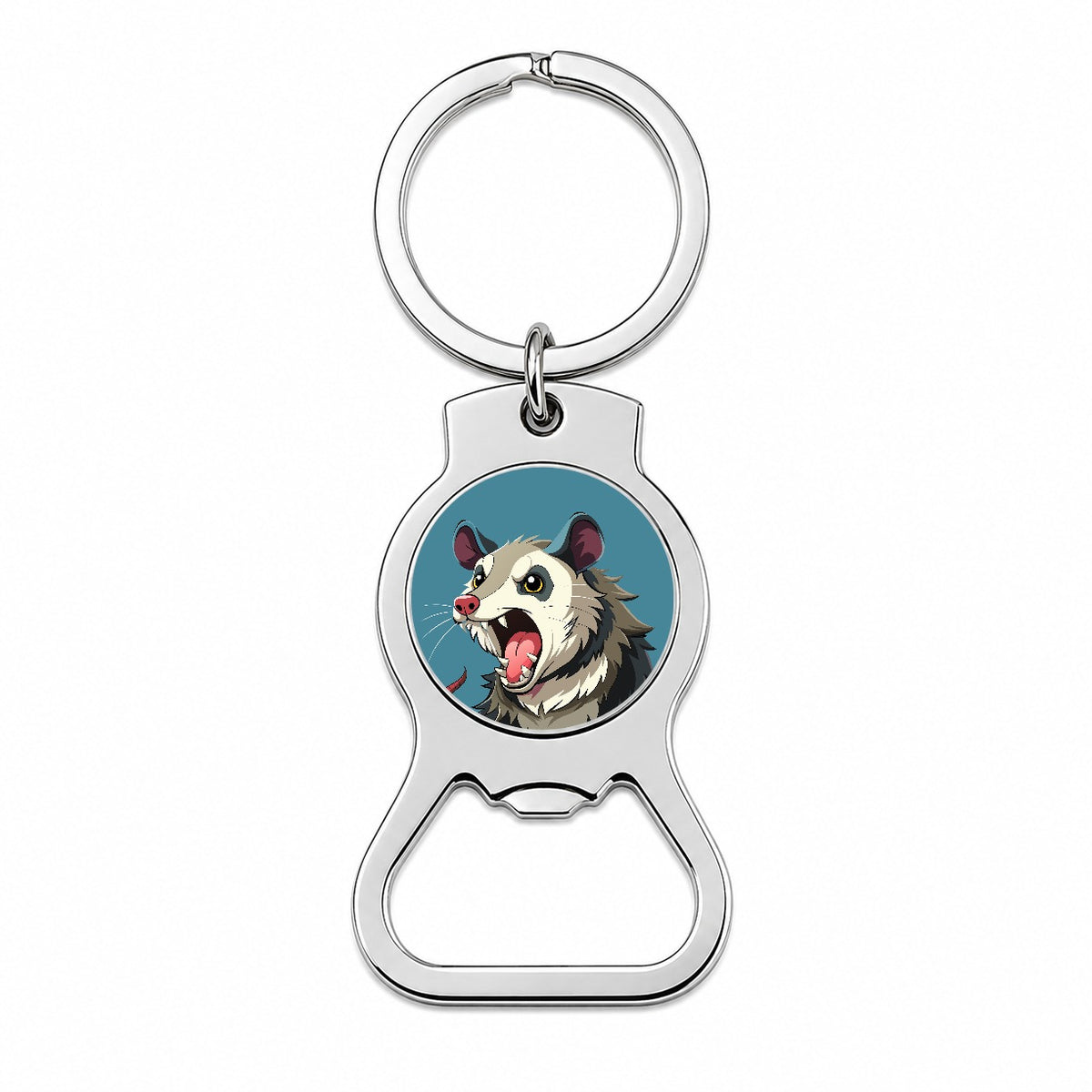 Opossum Screaming Funny Bottle Opener Keychain