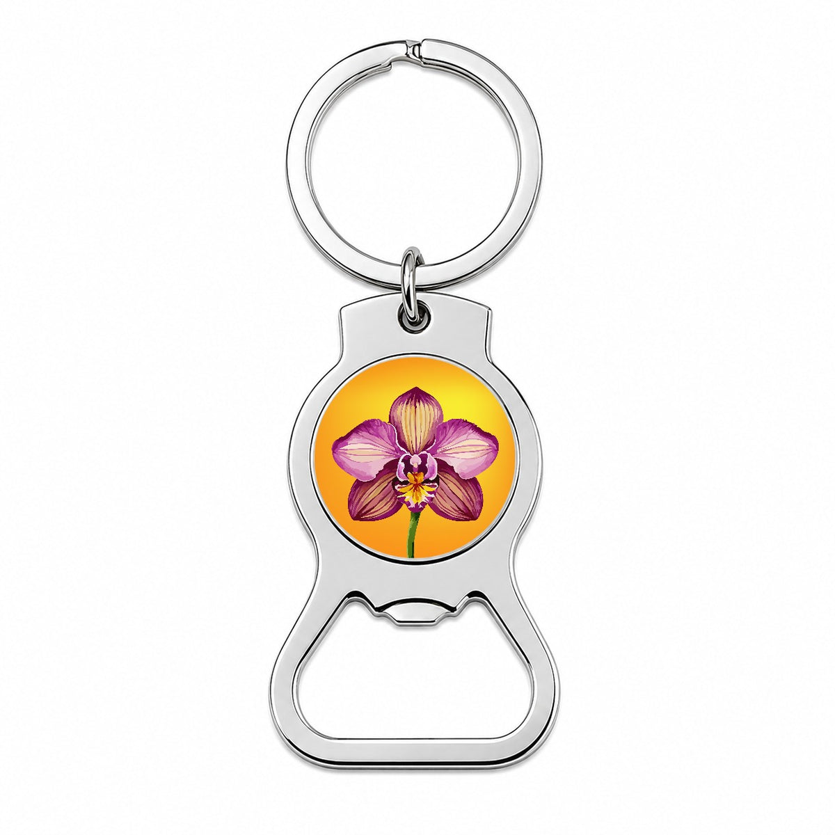 Orchid Flower Watercolor Bottle Opener Keychain