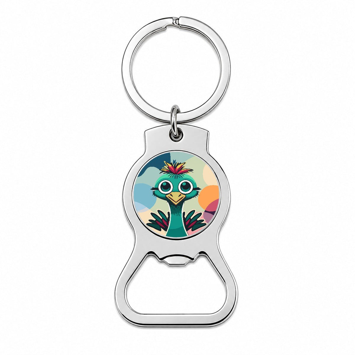 Ostrich Cute Head Bottle Opener Keychain