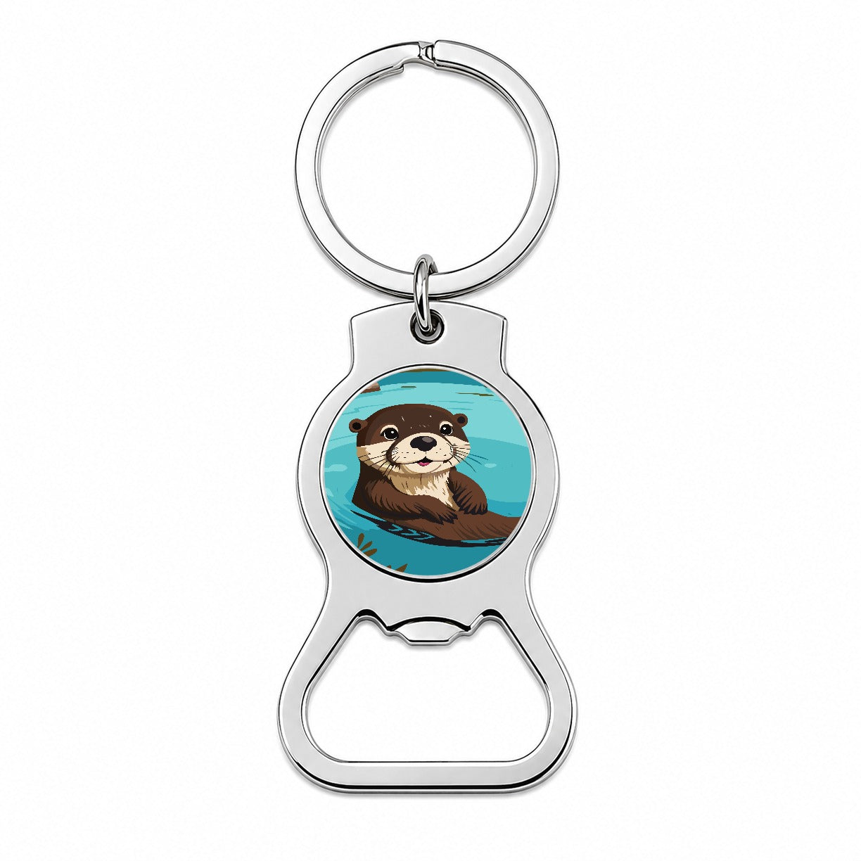 Otter Cute Swimming in Water Bottle Opener Keychain