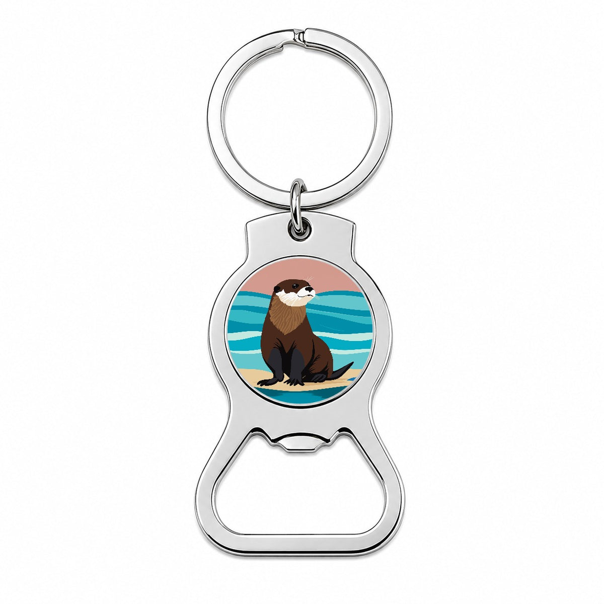 Otter on the Beach Ocean Sea Bottle Opener Keychain