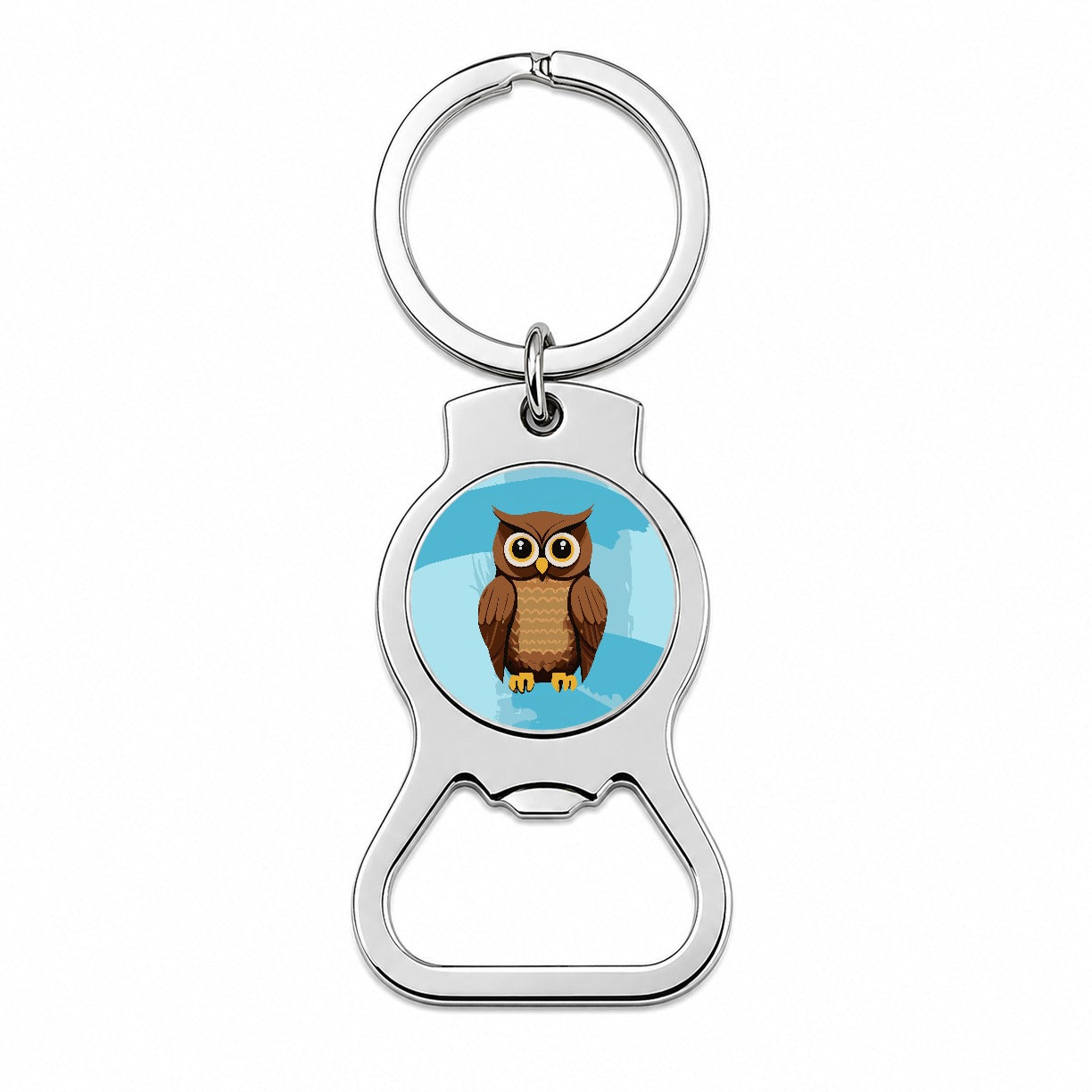 Owl Brown Bottle Opener Keychain