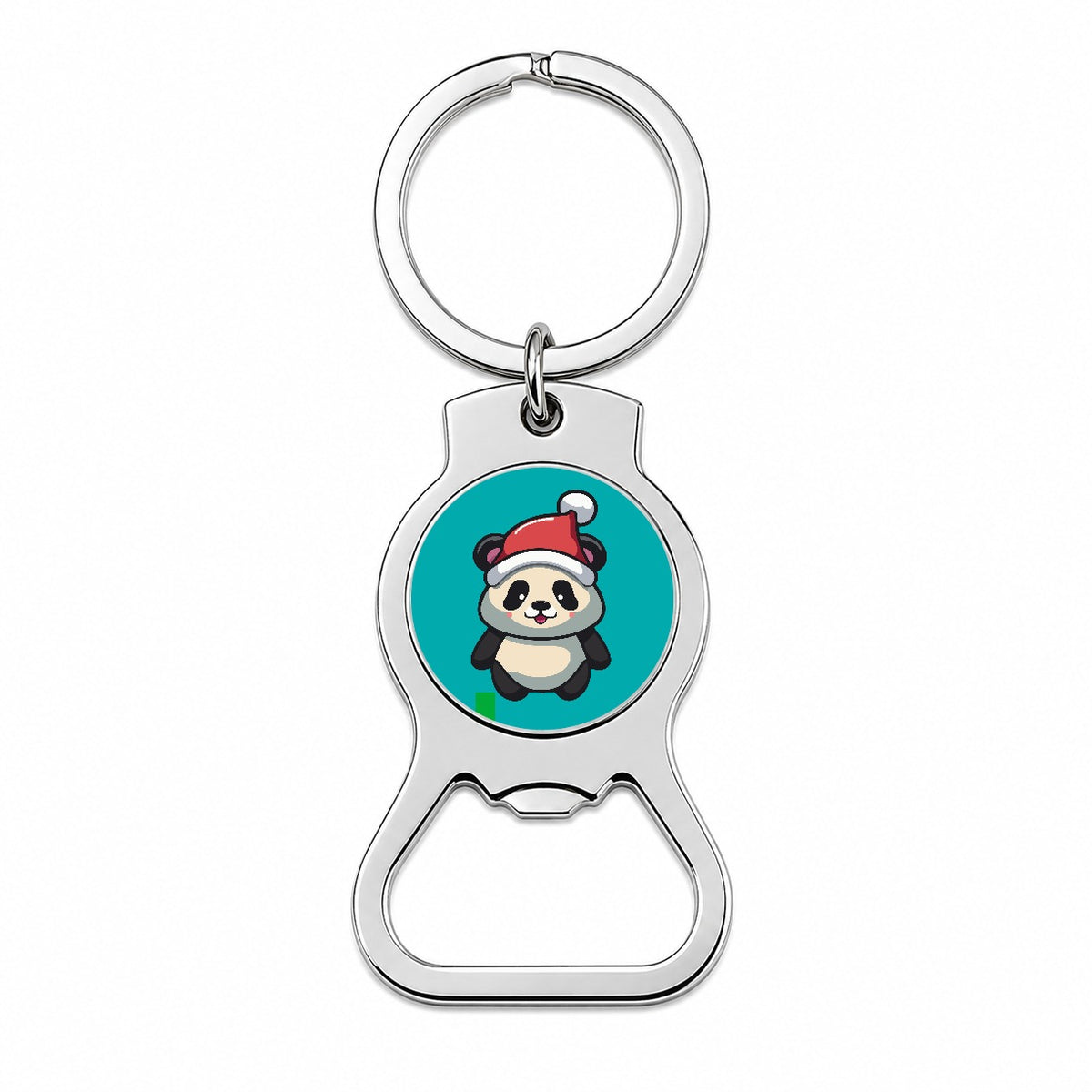 Panda Wearing Santa Hat Christmas Bottle Opener Keychain