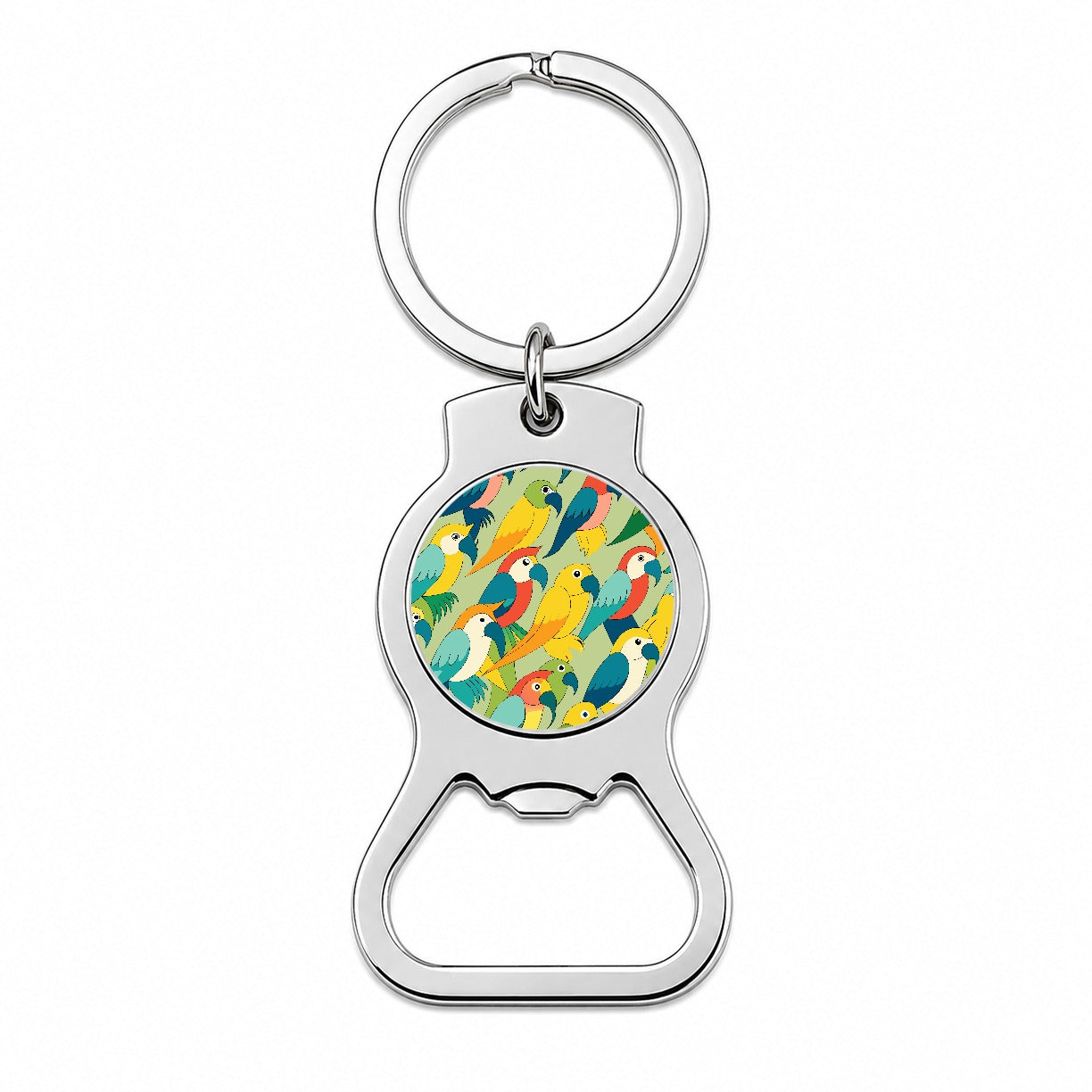 Parrots Pattern Bottle Opener Keychain