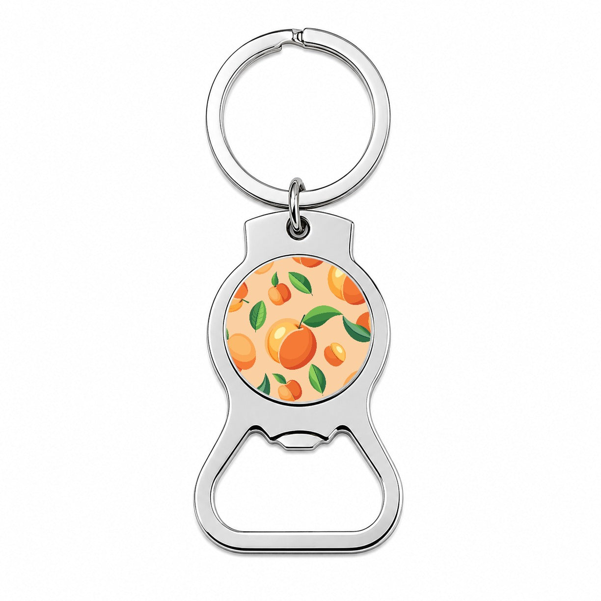 Peaches Scattered Background Pattern Bottle Opener Keychain
