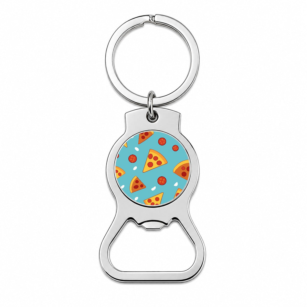 Pepperoni Pizza Scattered Pattern Bottle Opener Keychain