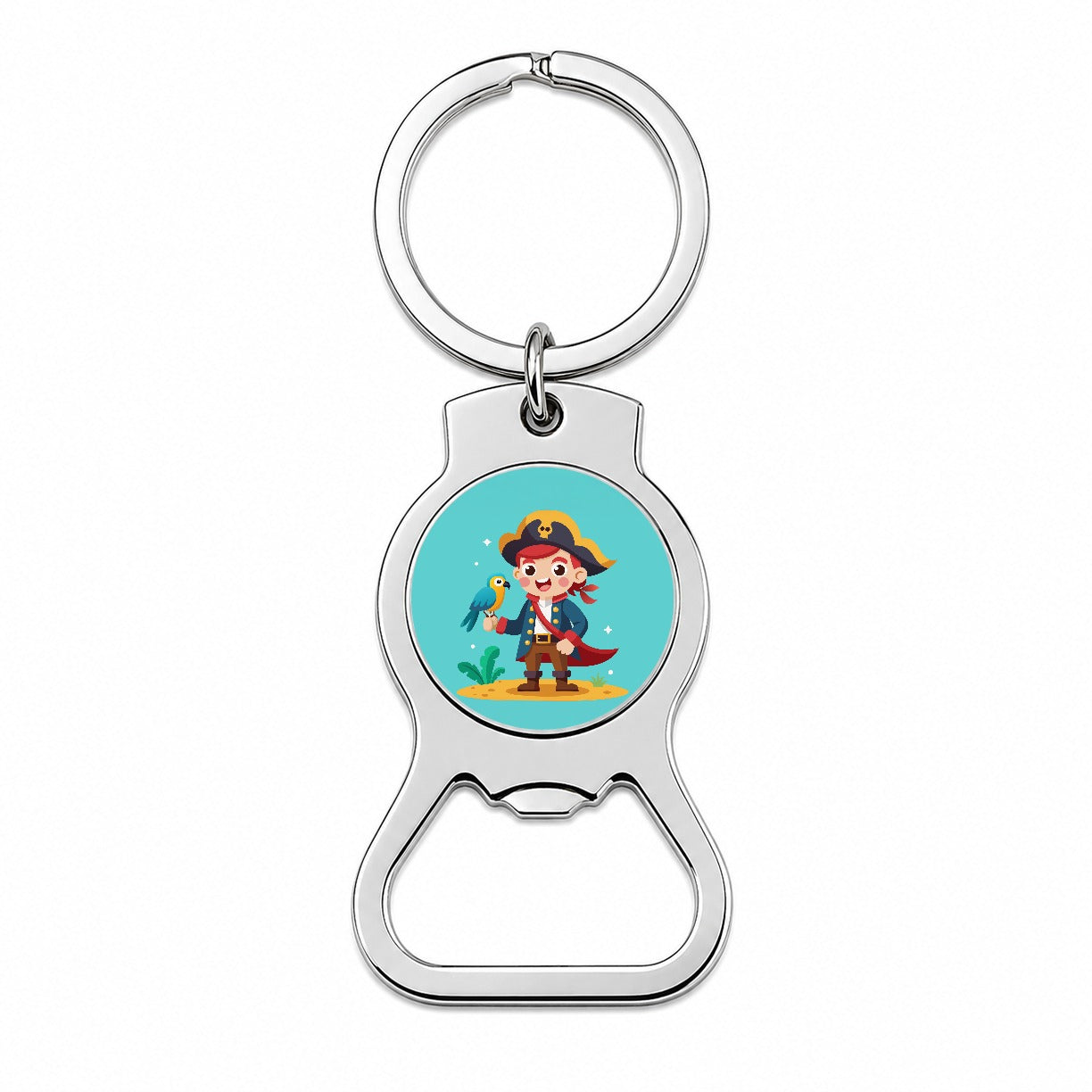 Pirate with Parrot Cute Bottle Opener Keychain