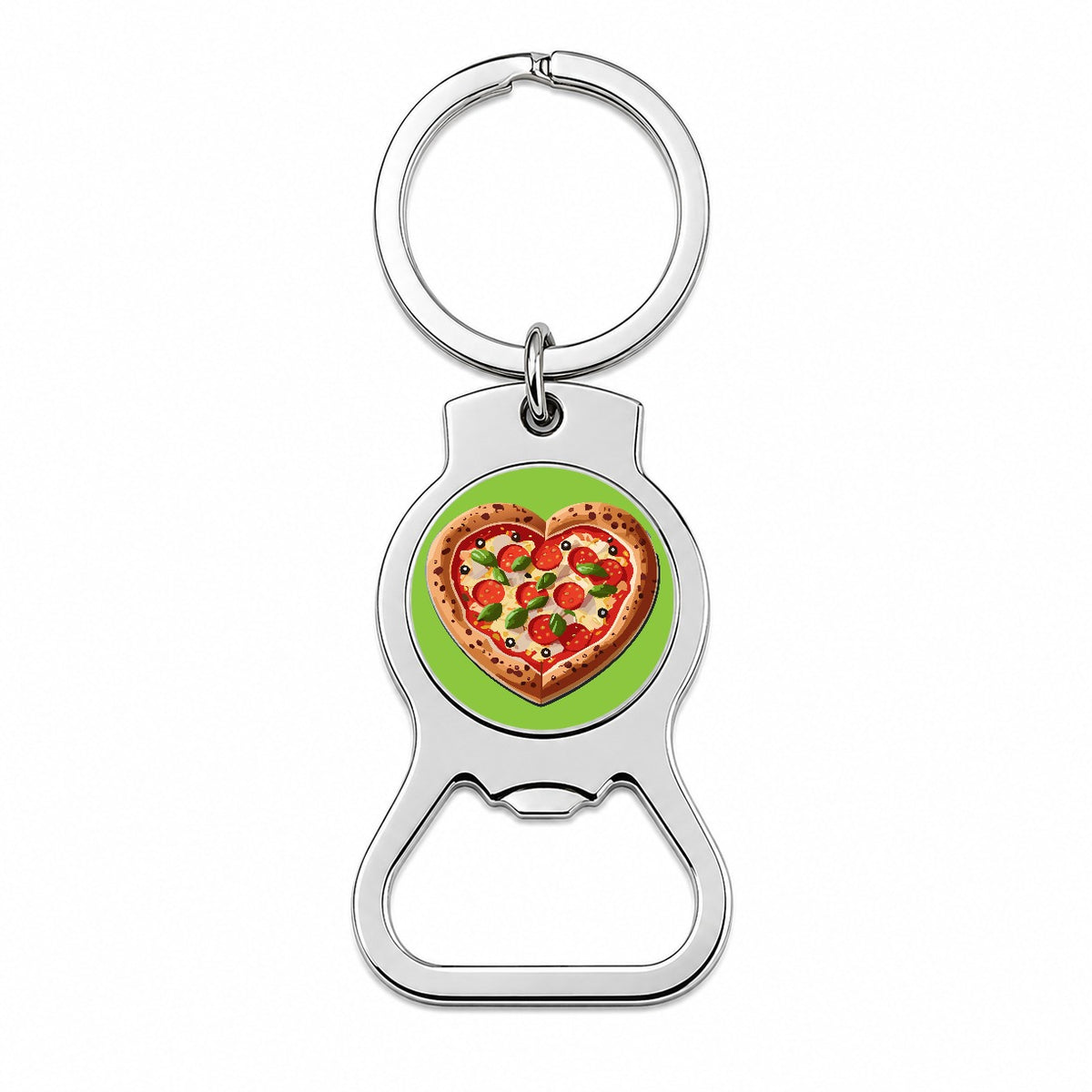 Pizza Heart Love Bottle Opener Keychain