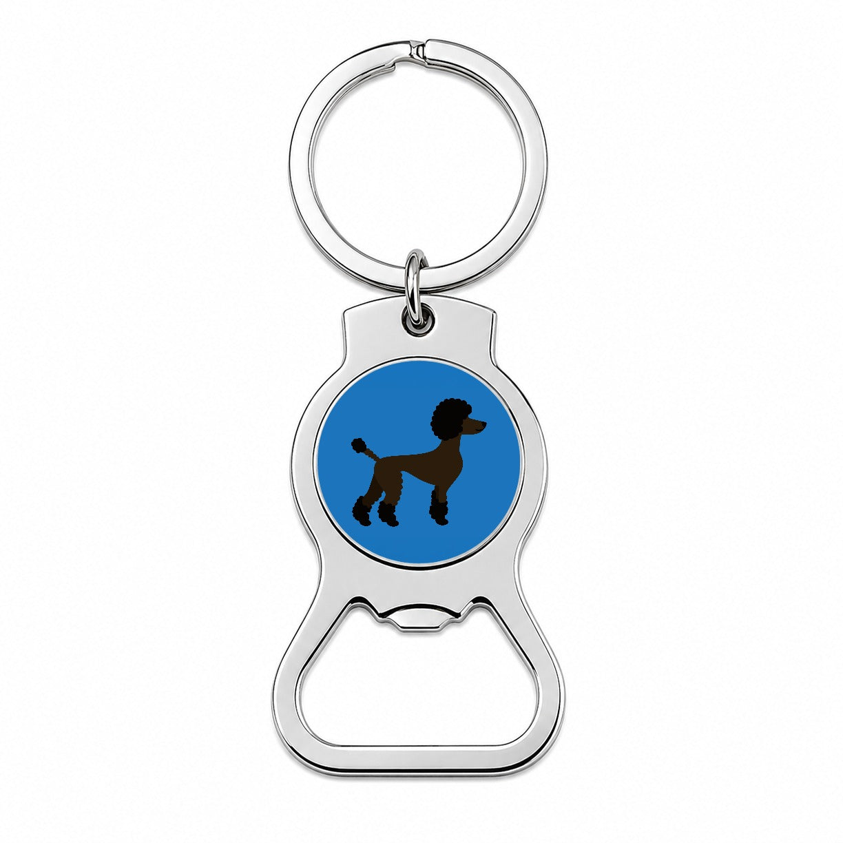 Poodle Silhouette Profile Dog Bottle Opener Keychain