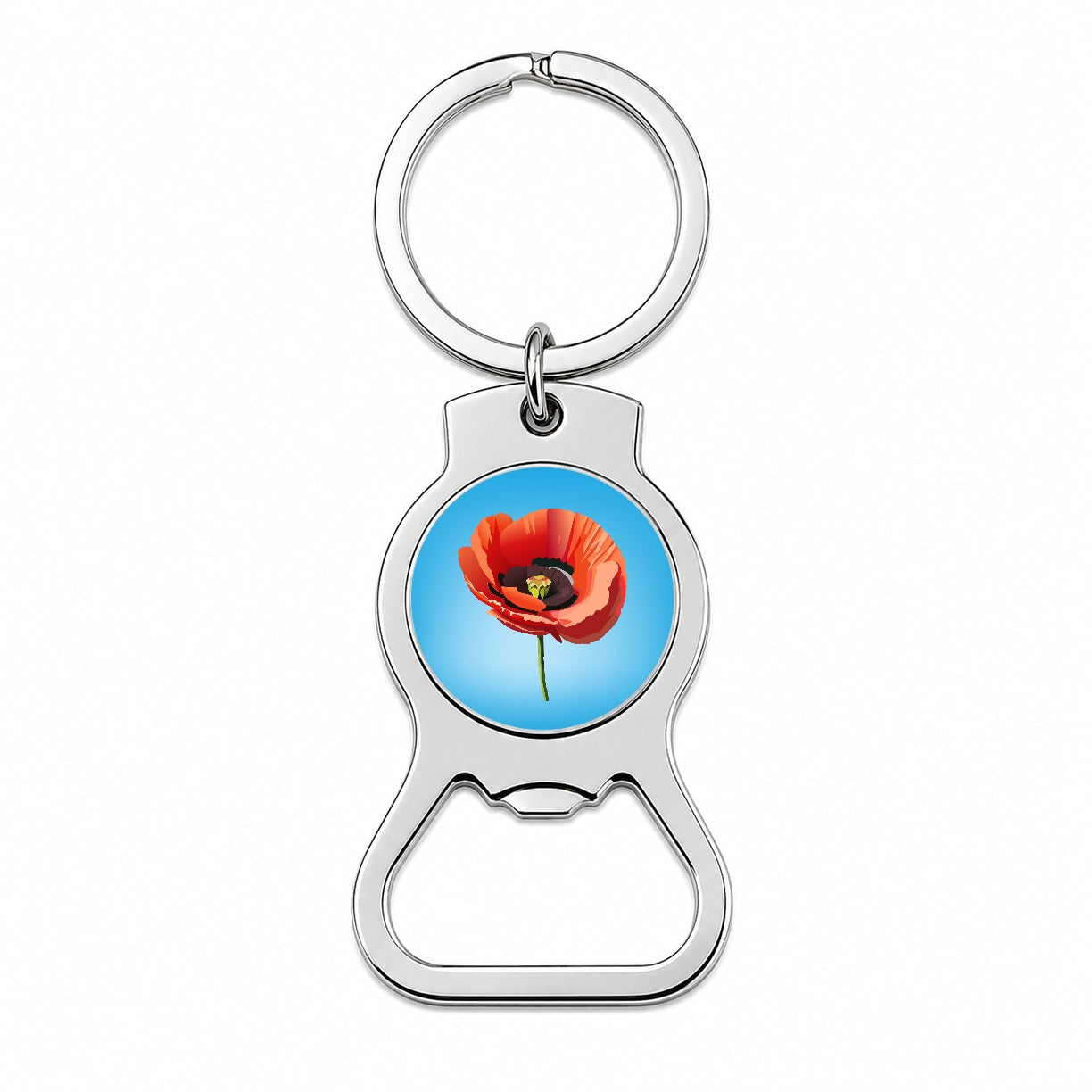 Poppy Flower Red Bottle Opener Keychain
