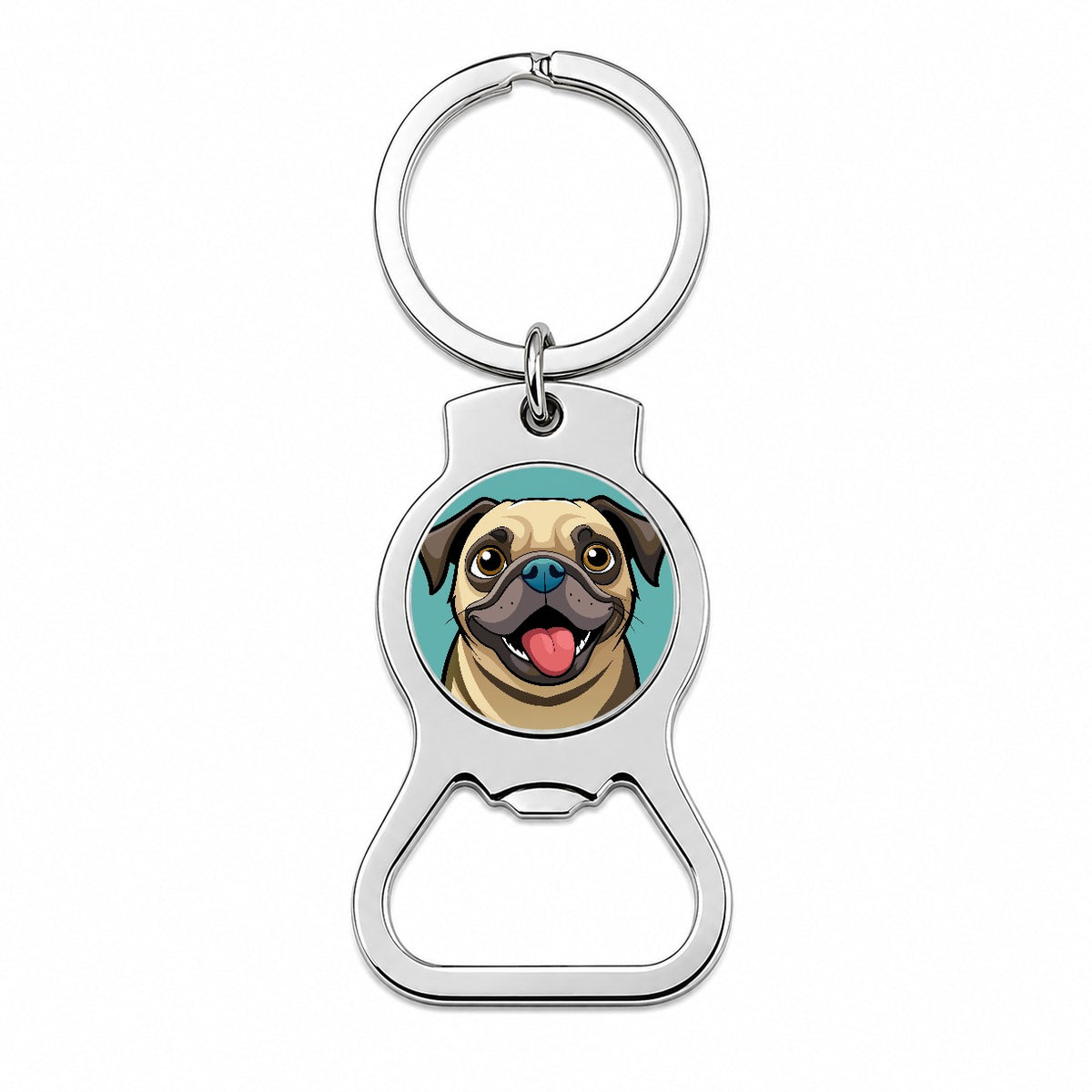 Pug Cute Sticking out Tongue Bottle Opener Keychain