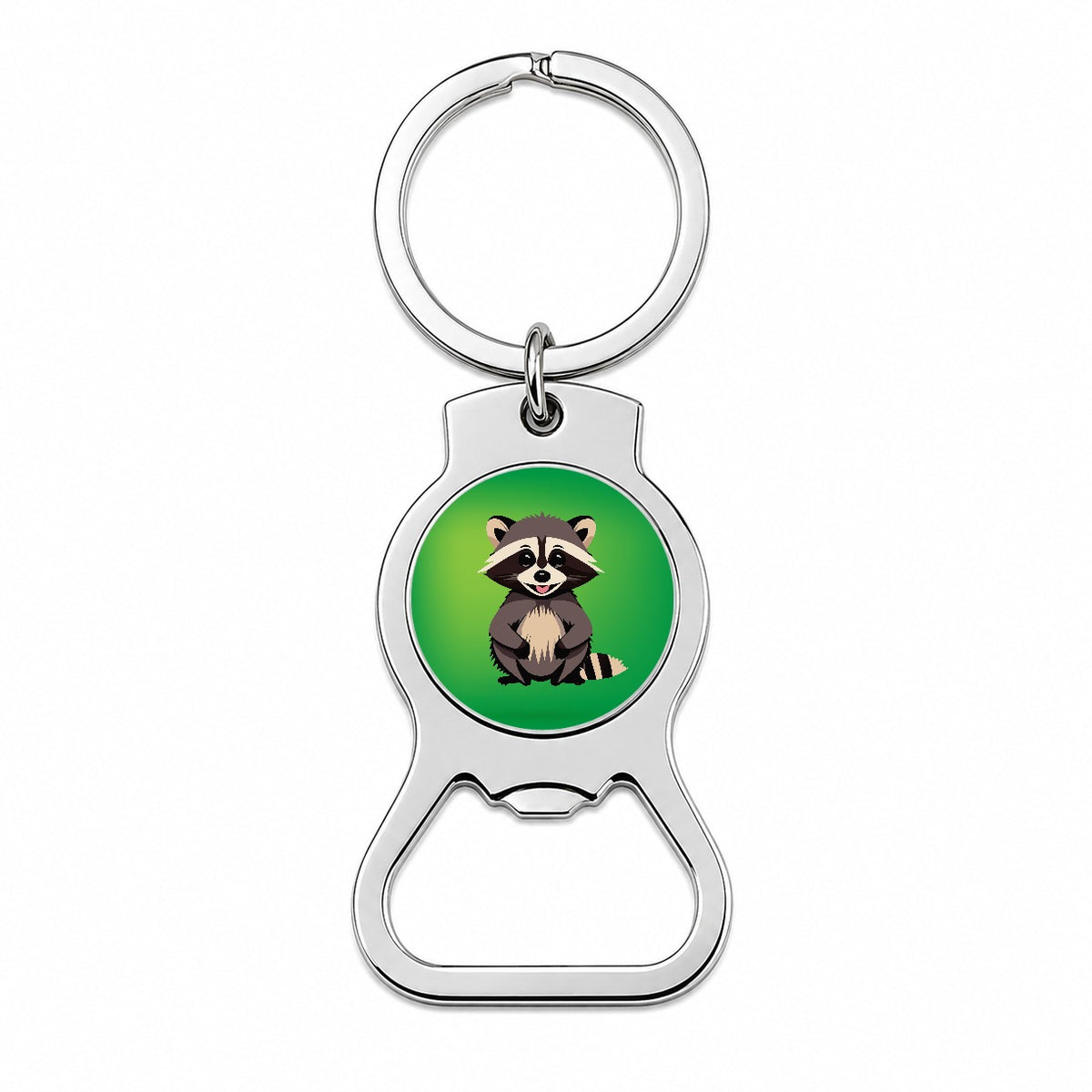 Raccoon Happy Bottle Opener Keychain