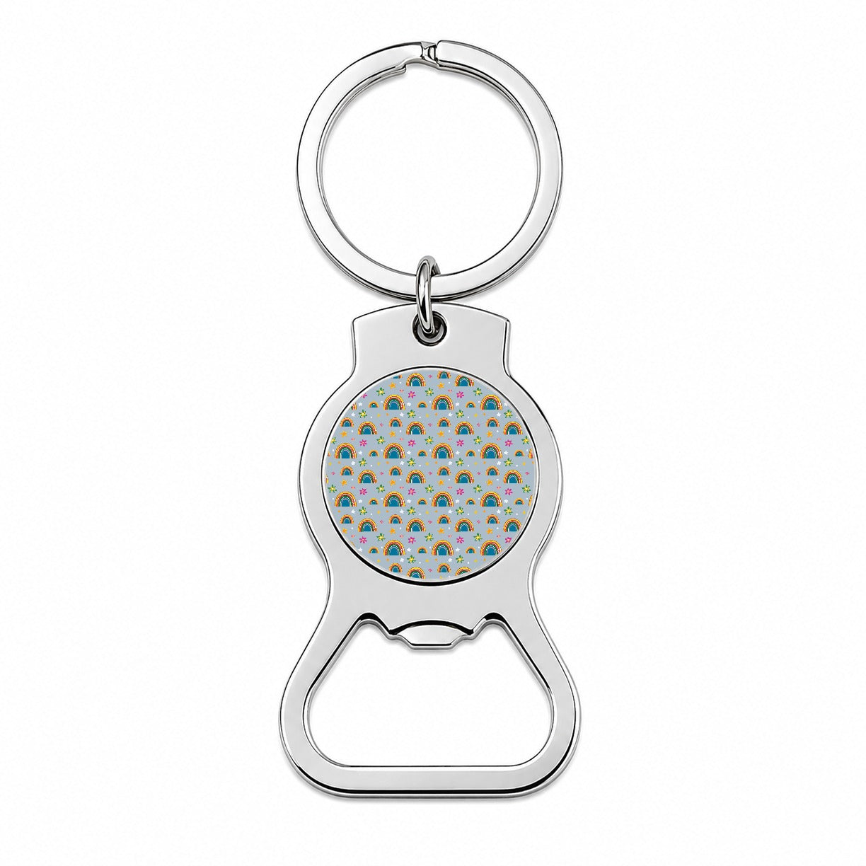 Rainbows and Stars Pattern Bottle Opener Keychain