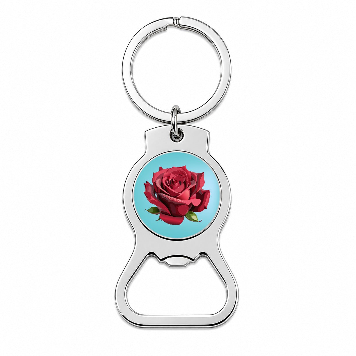 Rose Red Flower Bottle Opener Keychain