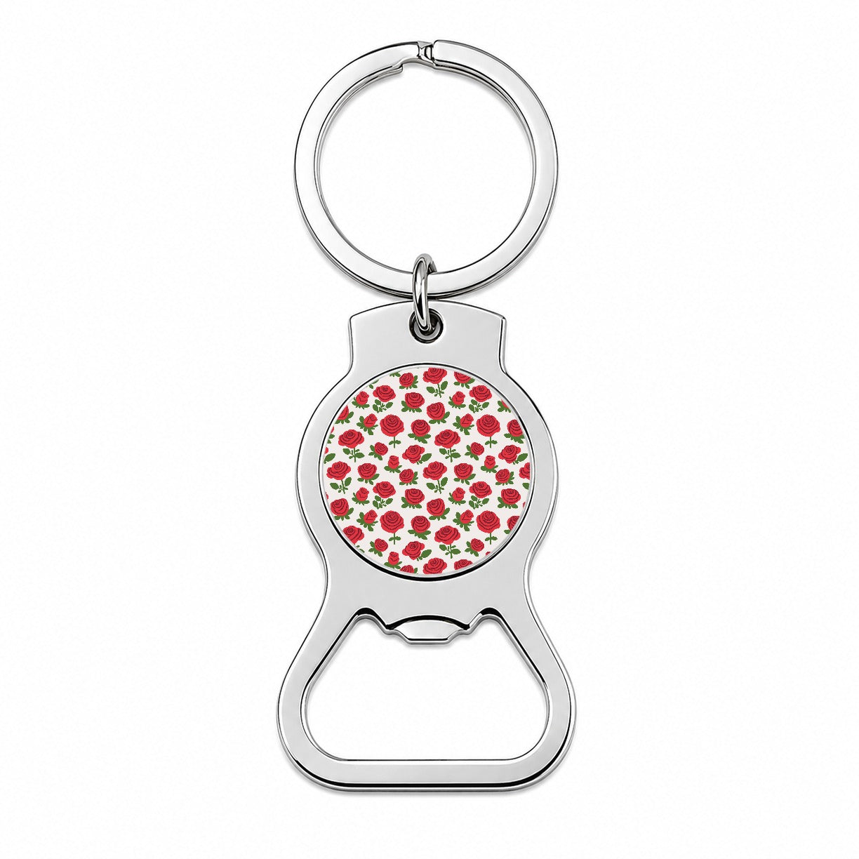 Roses Flowers Red Cute Pattern Bottle Opener Keychain