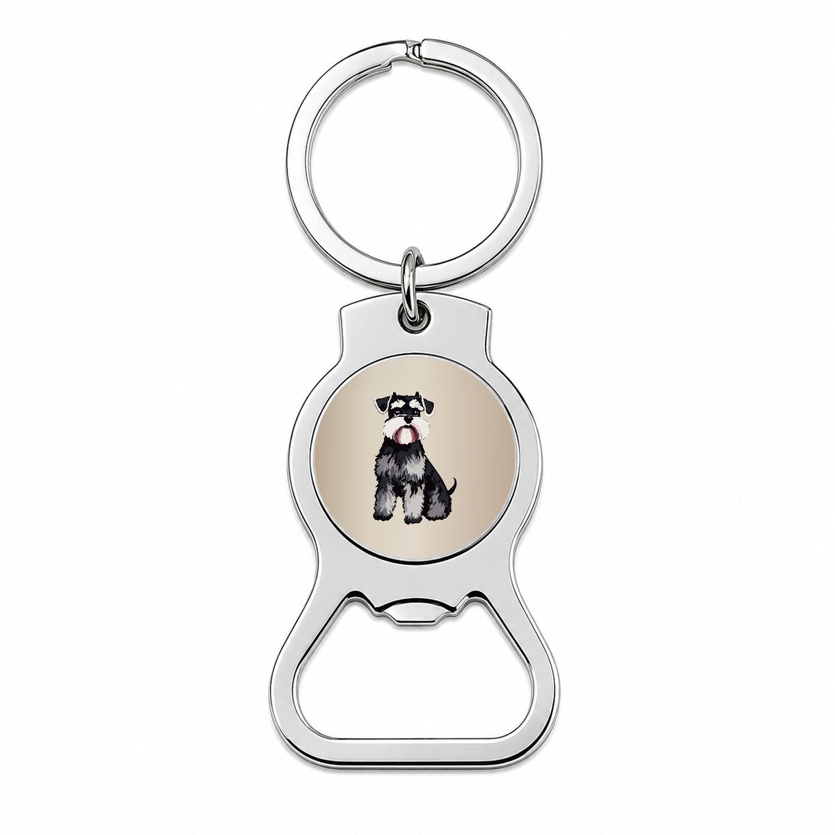 Schnauzer Dog Watercolor Bottle Opener Keychain