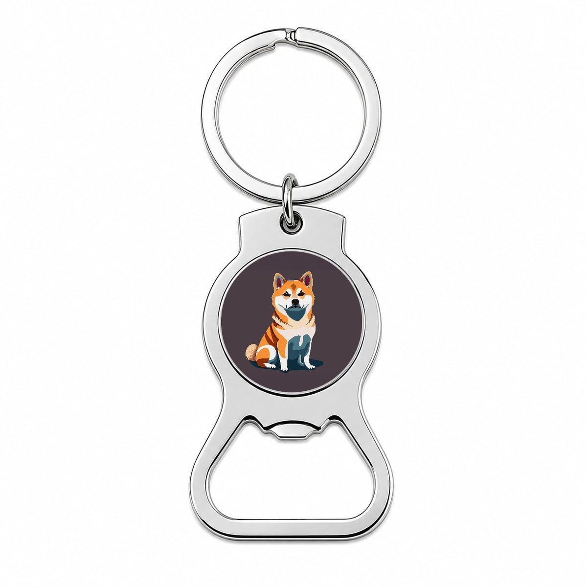 Shiba Inu Dog Sitting Bottle Opener Keychain