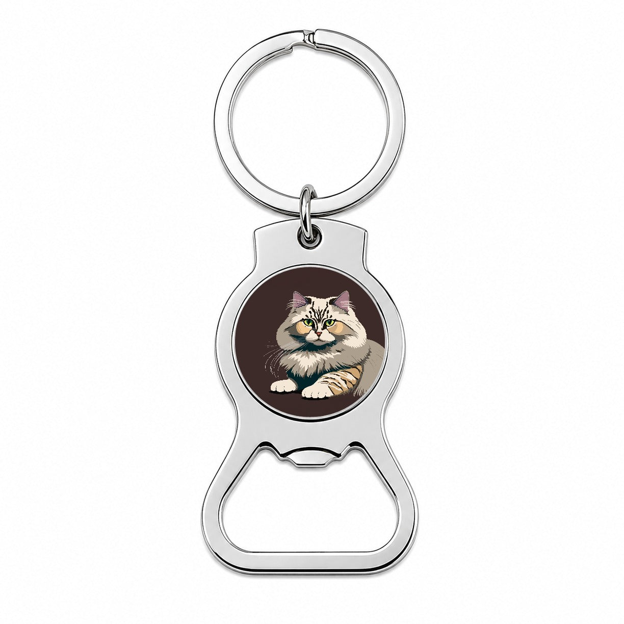 Siberian Cat Crouched Bottle Opener Keychain